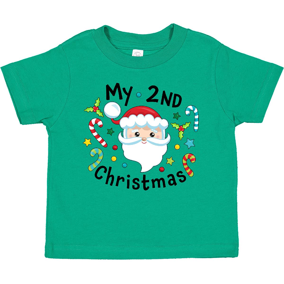 Inktastic My Second Christmas Santa with Candy Canes Toddler T-Shirt - Cute Holiday Outfit for Baby Boys & Girls - Perfect for Christmas Photos, Family Gatherings & Festive Celebrations