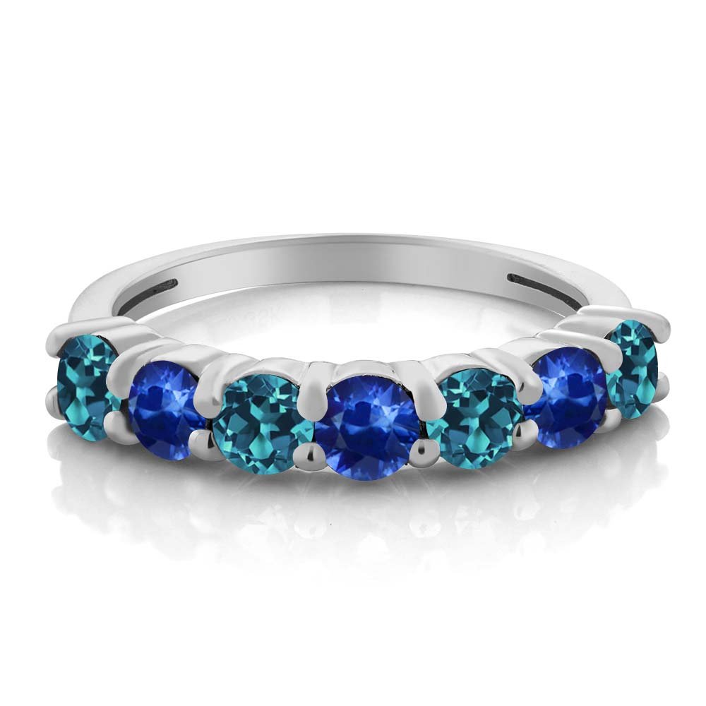 925 Sterling Silver London Blue Topaz & Blue Sapphire Women's Anniversary Ring - 1.52 Ct Gemstone Birthstone Jewelry (Size 5-9) | Elegant Gift for Wife, Mother, Girlfriend - Perfect for Birthdays, Anniversaries & Special Occasions
