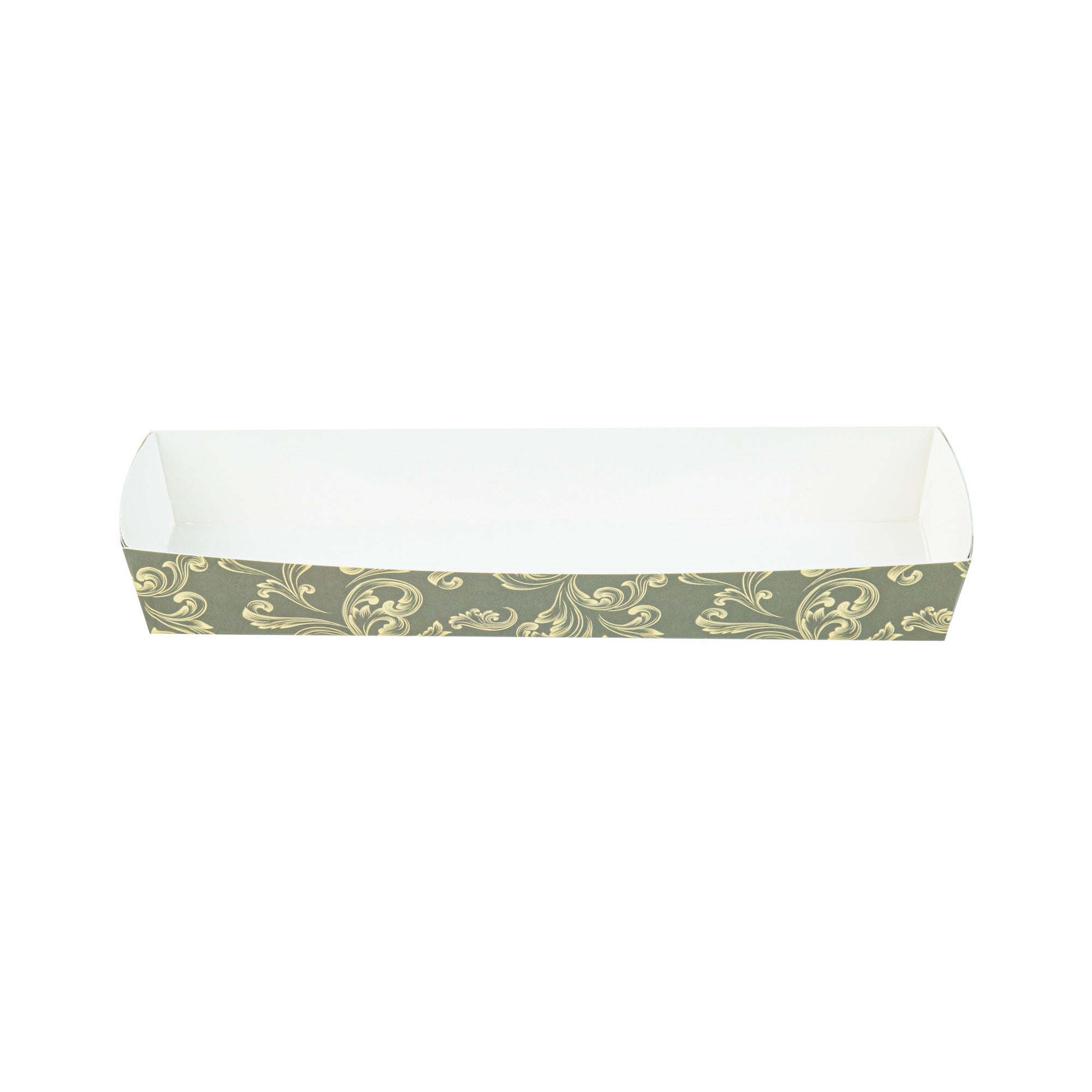 Bake Tek 13 oz Dark Green Vintage Floral Paper Baking Trays - Greaseproof Baking Cups (10.75