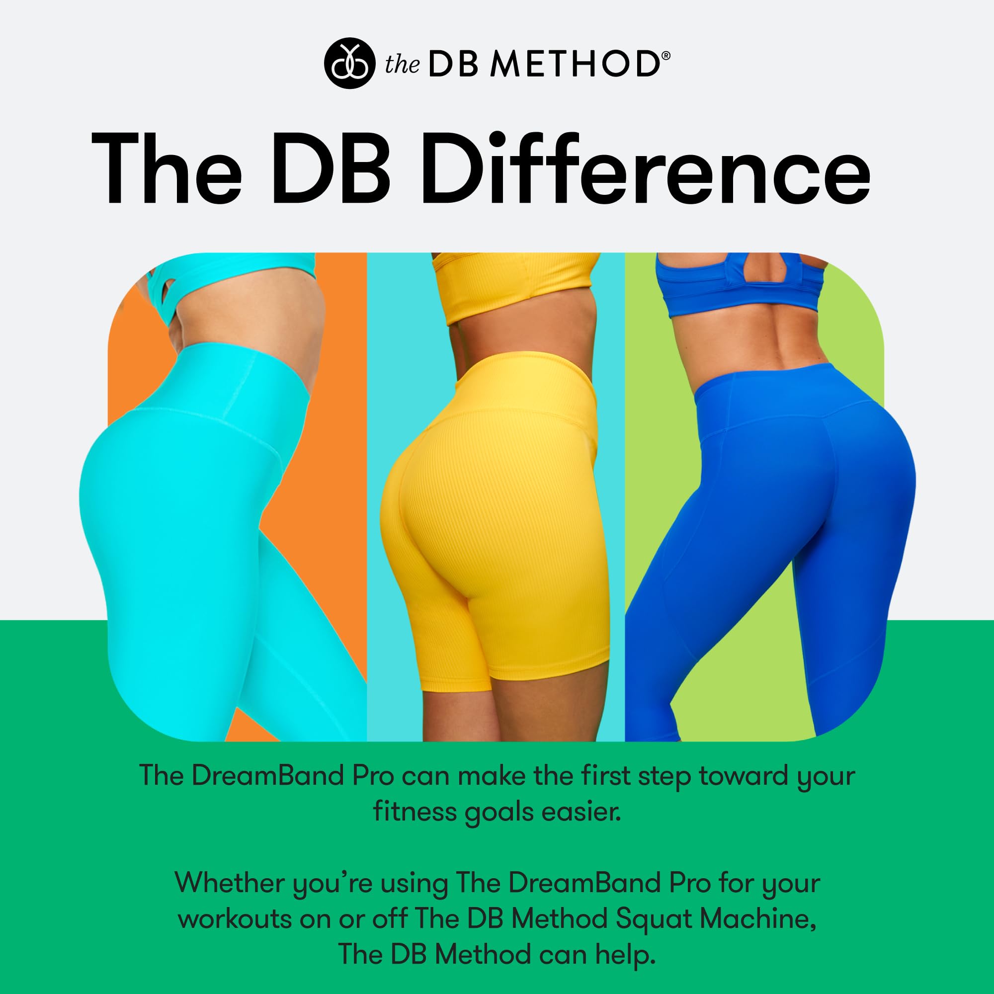 DB Method DreamBand Pro Squat Resistance Band - Low Impact Workout Band for Hip Stabilizer Muscles & Glute Activation | Home Gym Equipment for Perfect Squat Form | Ideal for Home Workouts, Physical Therapy & Fitness Training