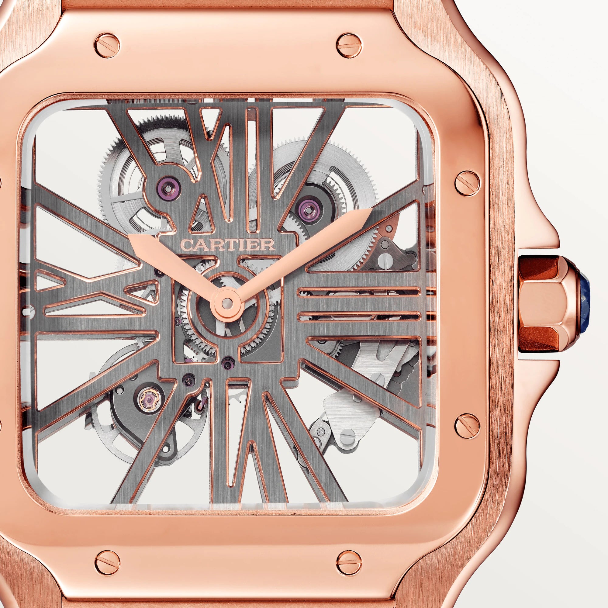Cartier Santos 18K Rose Gold Men's Luxury Watch - Elegant Dress Watch for Business, Formal Events & Special Occasions