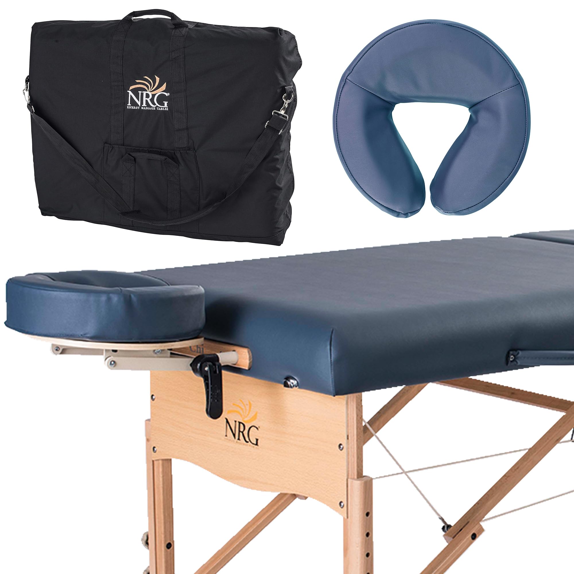 NRG Chi Portable Folding Massage Table with Face Cradle & Carrying Case - Lightweight Professional Spa Massage Bed for Home, Clinic & Mobile Therapists - Perfect for Deep Tissue, Swedish & Relaxation Massages
