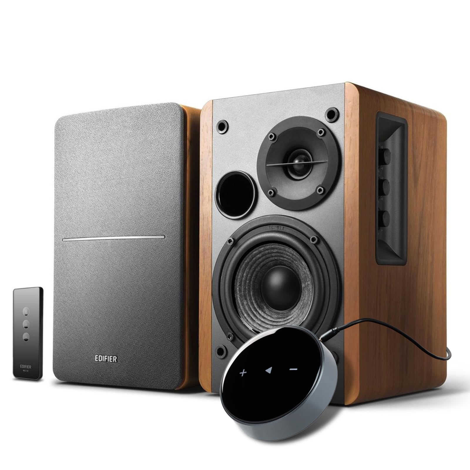 Edifier R1280T Powered Bookshelf Speakers with WiiM Mini AirPlay2 Wireless Wi-Fi Audio Streamer - Hi-Res Audio Streaming from Spotify, Amazon Music & More - Perfect for Home Theater, Gaming & Music Listening