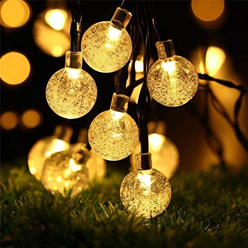 Solar Powered LED Crystal Ball String Lights - 20/30/50 LED Fairy Lights for Outdoor Garden, Christmas, Party & Wedding Decor (5m, Multi-Color) - Waterproof & Energy Efficient Solar Lights for Patio, Yard, Pathway & Landscape Lighting