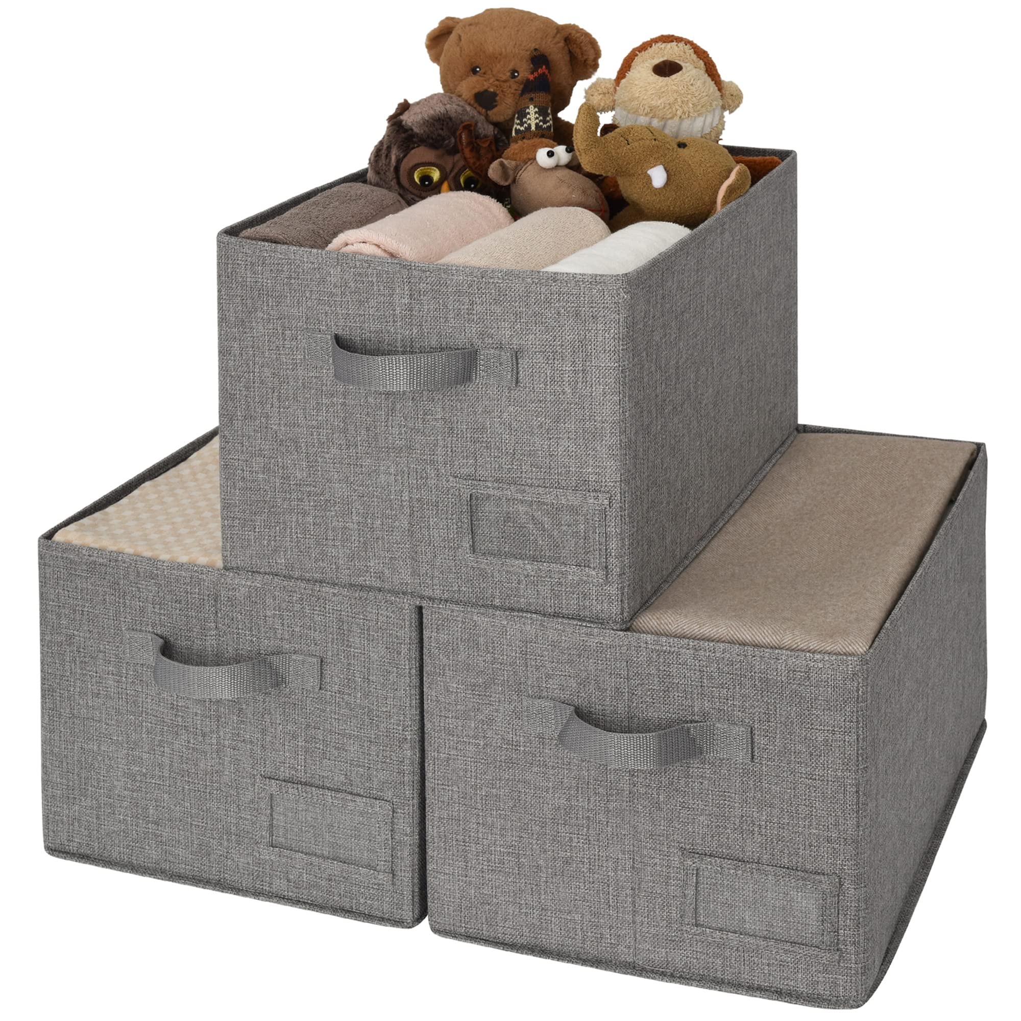 GRANNY SAYS 3-Pack Decorative Storage Containers & 3-Pack Clothing Storage Bins with Lids - Organize Closet, Bedroom, Nursery & Office Supplies