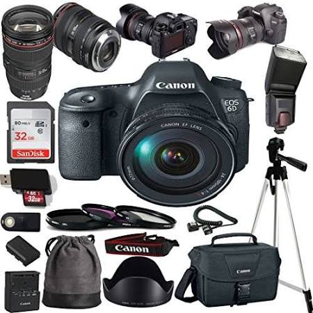 Canon EOS 6D Full Frame DSLR Camera with EF 24-105mm f/4L IS USM Lens Kit & 17-Piece Accessory Bundle - Perfect for Professional Photography, Travel & Vlogging