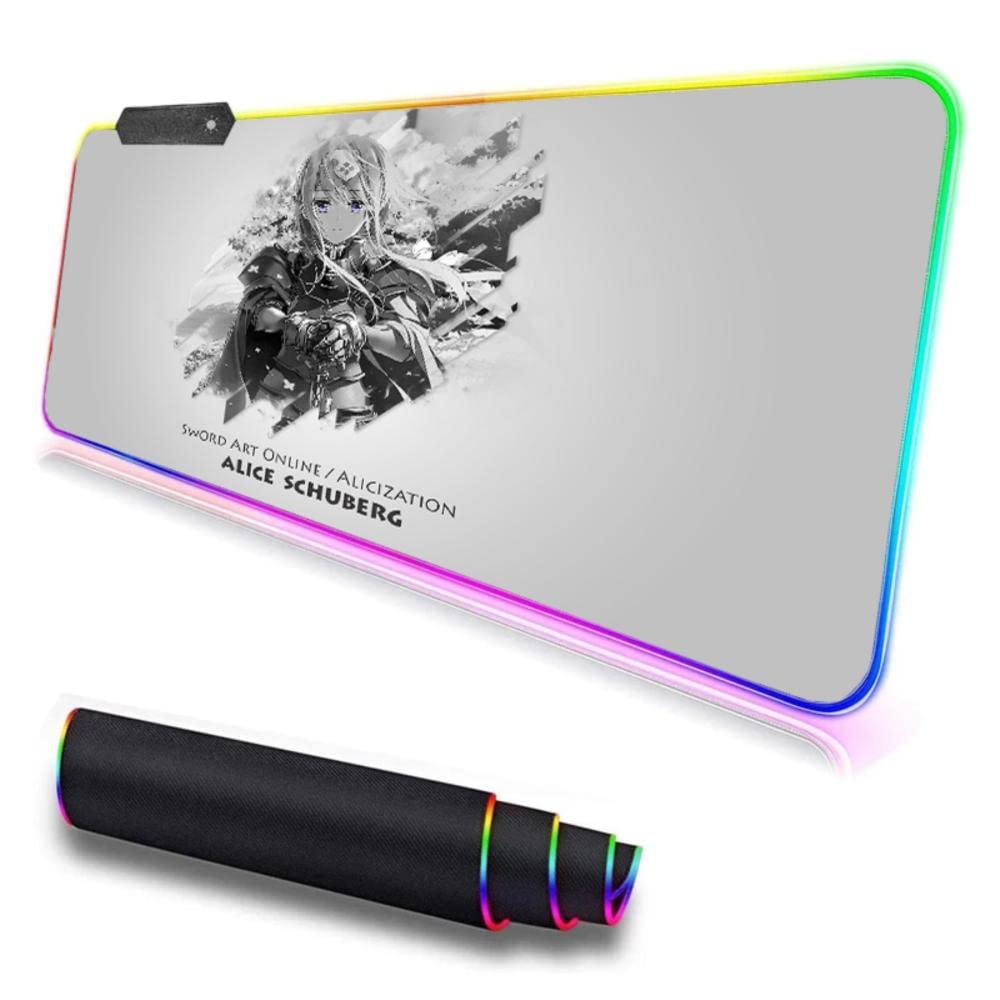 RGB Gaming Mouse Pad - Large XXL LED Mouse Mat (300x600mm) with Anime Asuna Design for PC Gaming, Office & Home Use | Waterproof Non-Slip Surface | Perfect for Gaming Setups & Workstations