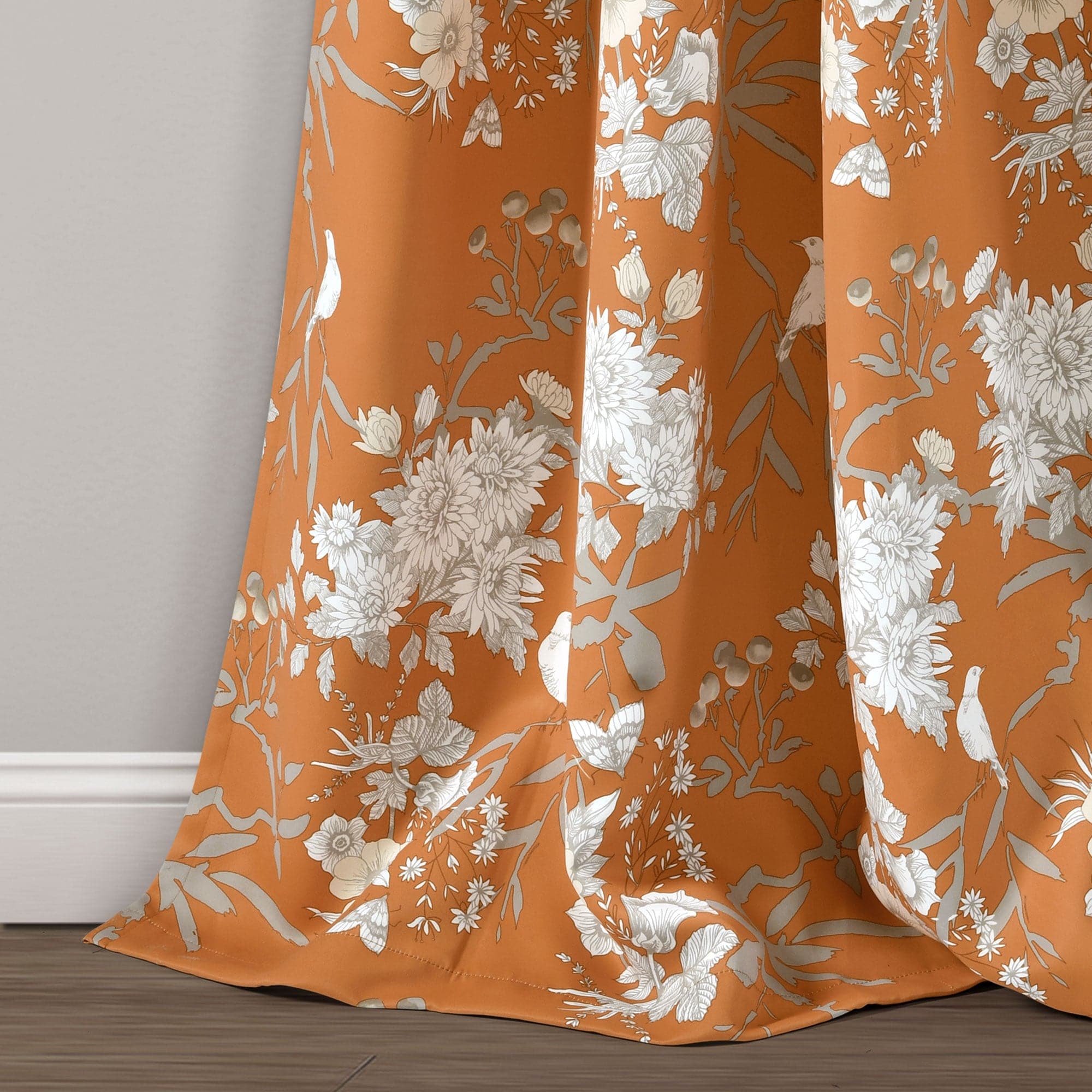 Botanical Garden Light Filtering Window Curtain Panel Set - Floral Print Sheer Drapes for Living Room, Bedroom & Nursery - Soft Sunlight & Privacy - 2 Panels 84 Inch Length