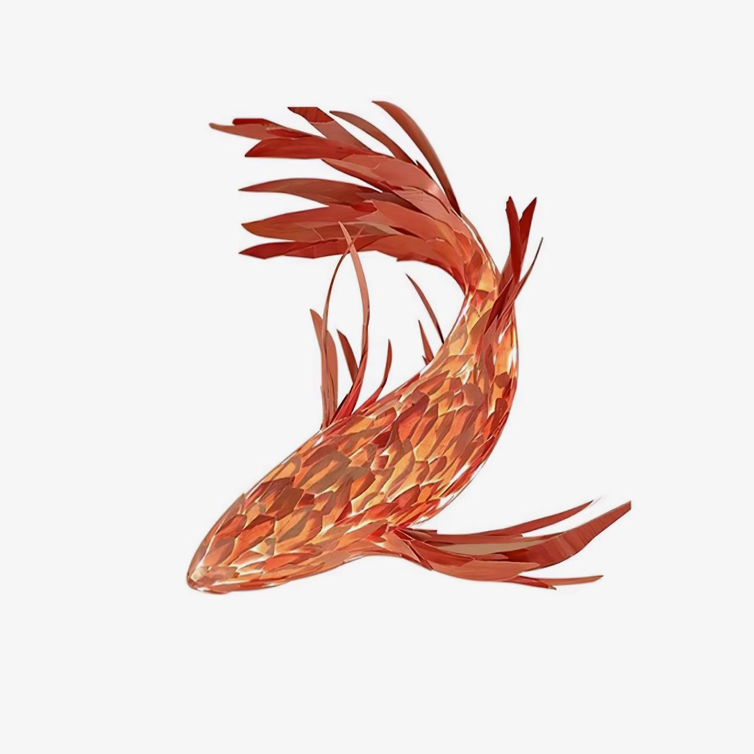 Elegant Crimson Swirl Koi Chandelier - Handcrafted Glass Pendant Light for Dining Room, Living Room & Bedroom Decor