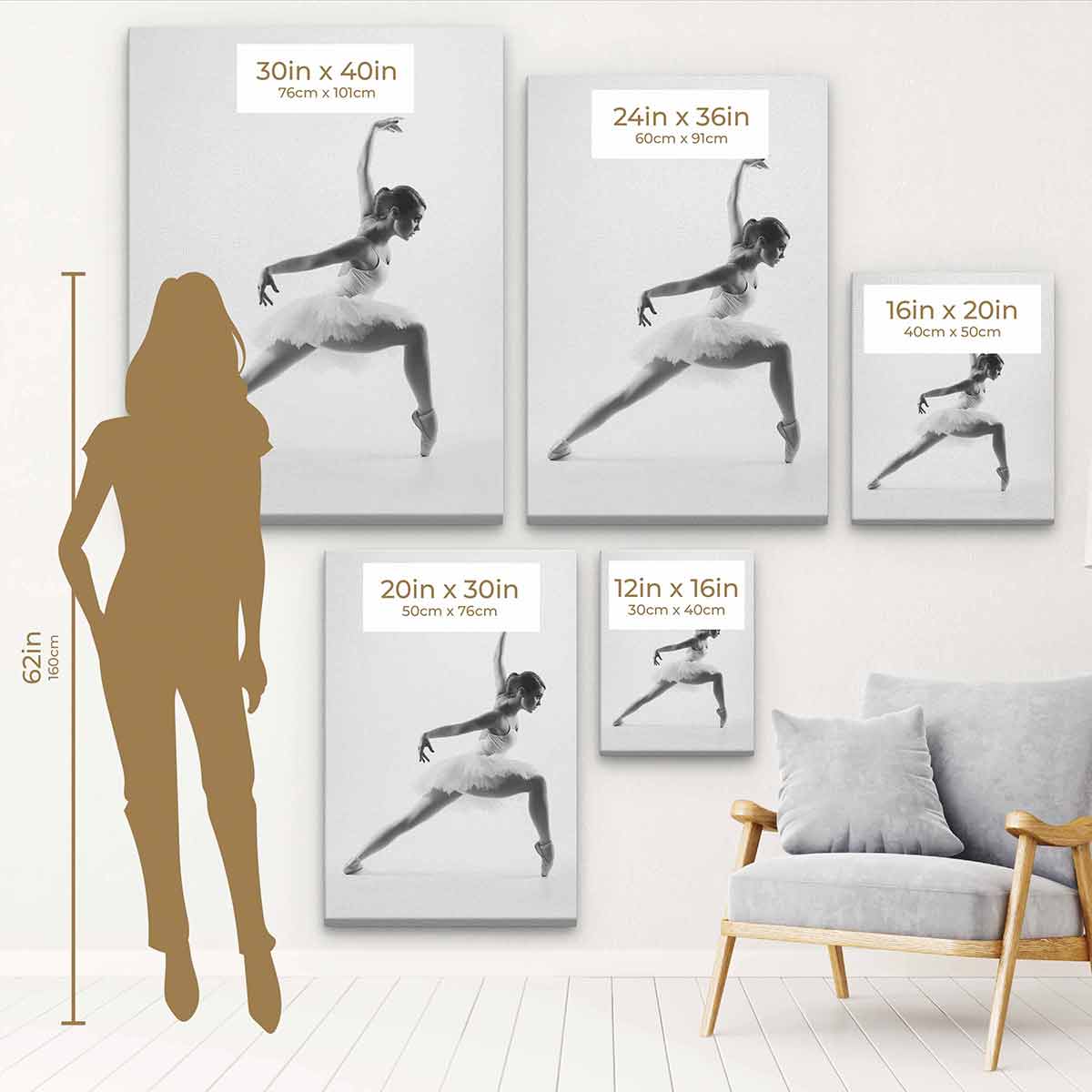 Elegant Black and White Ballet Dancer Wall Art Canvas Print - Home Decor for Living Room, Bedroom & Dance Studio