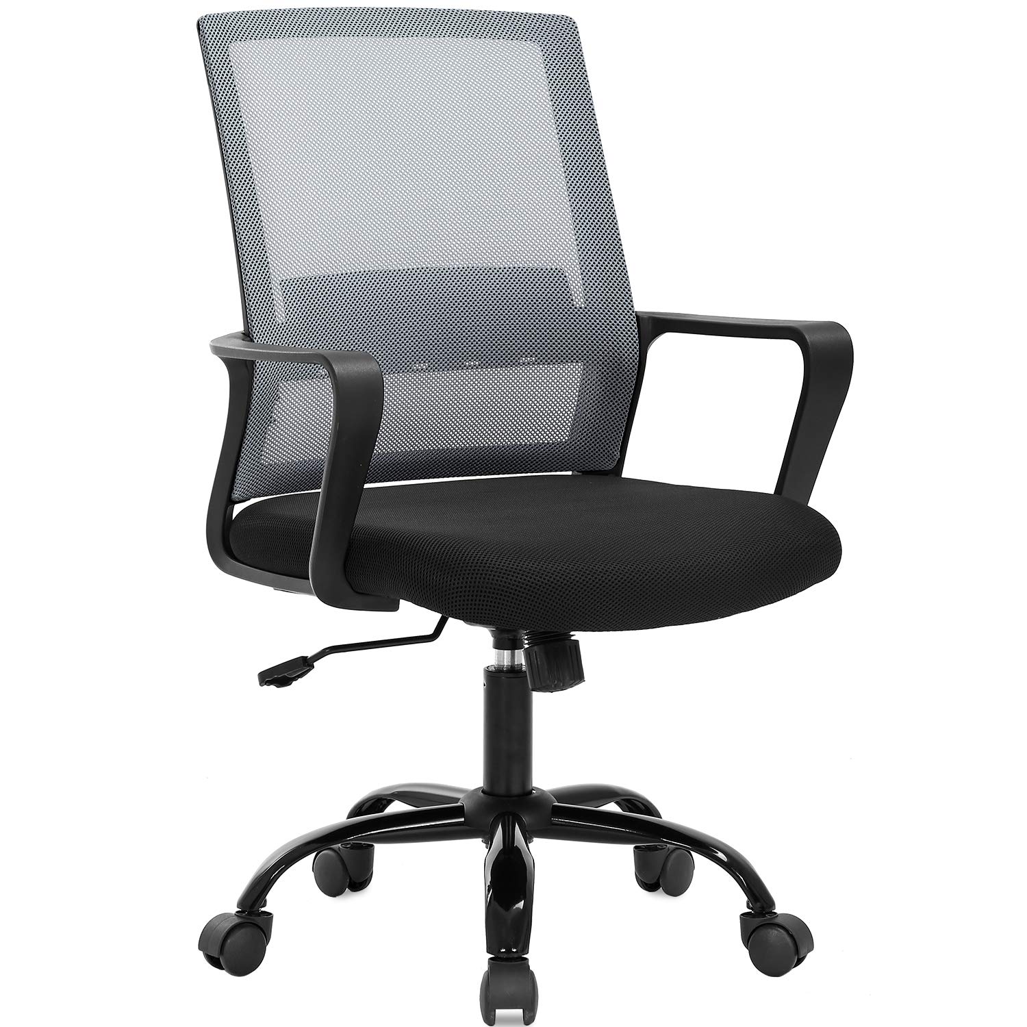 Ergonomic Mesh Office Chair with Lumbar Support - Adjustable Swivel Rolling Computer Desk Chair for Home & Office - Grey - Perfect for Long Hours of Work, Gaming, or Study