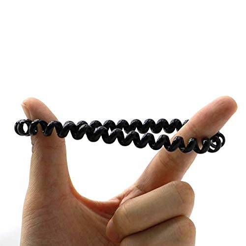 Upavista Spiral Hair Ties for Women - No Crease Seamless Elastic Hair Coils, 5-Piece Set (Black) | Traceless Ponytail Holders, Phone Cord Hair Rings for Workout, Office & Everyday Use