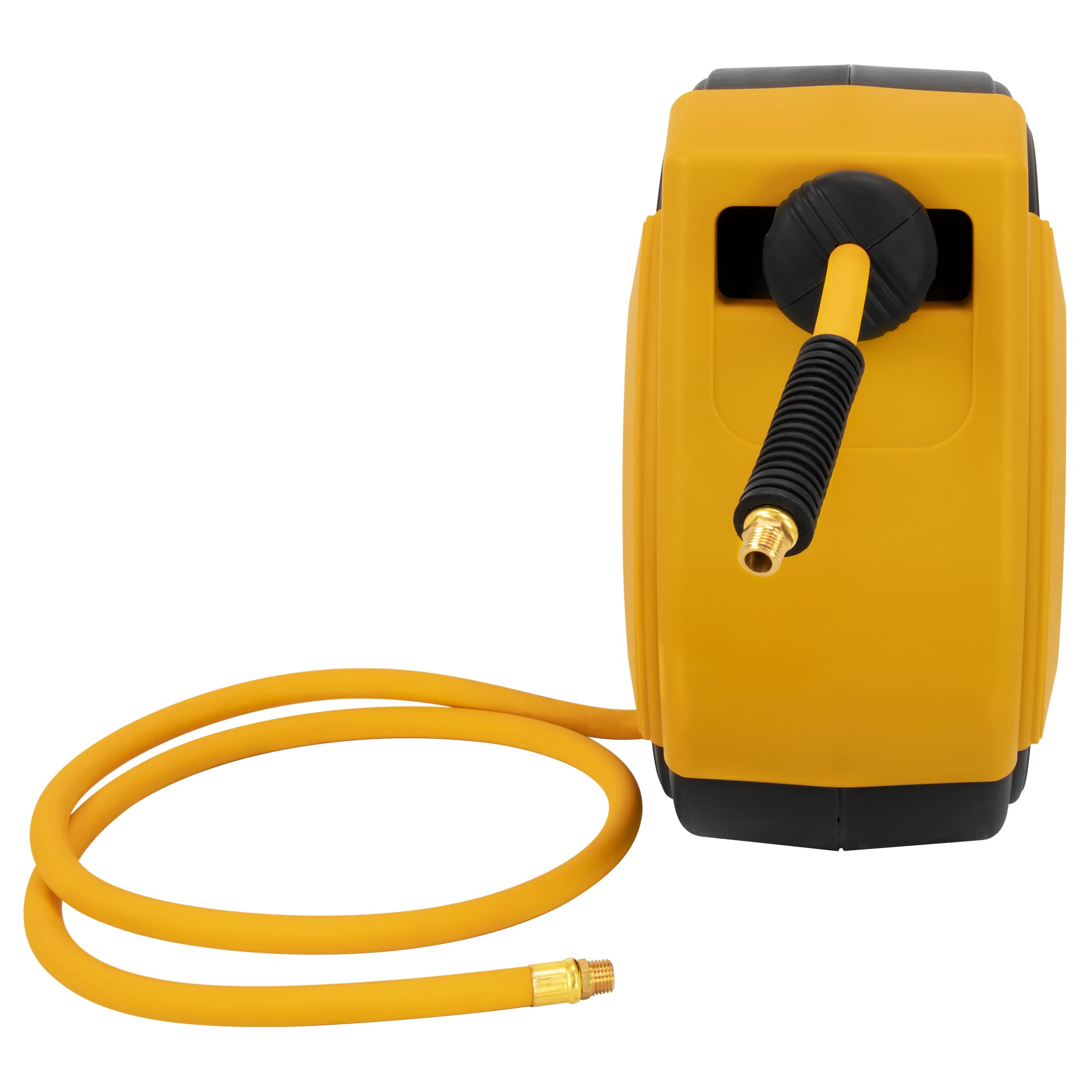 DEWALT 3/8 in. x 50 ft. Retractable Air Hose Reel with Automatic Rewind - 300 PSI MAX Durable Enclosed Air Compressor Hose for Workshop, Garage & Automotive Use - Ideal for Pneumatic Tools, Tire Inflation & Airbrushing