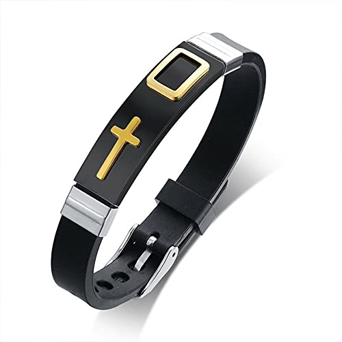 Vnox Stainless Steel Adjustable Prayer Cross Bracelet for Men - Trendy Religious Jewelry Gift for Christian Faith, Daily Wear & Special Occasions