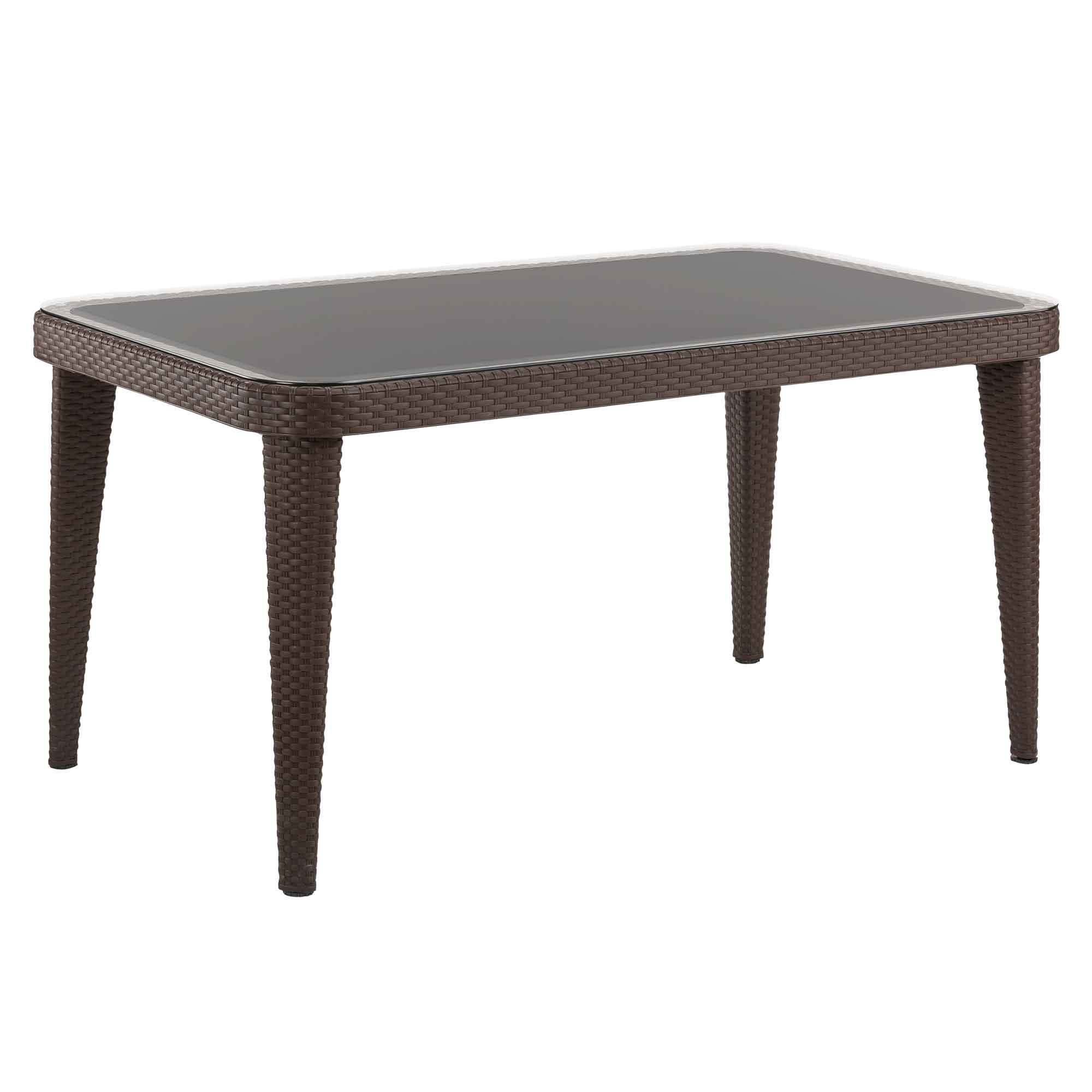 Outdoor Dining Table 90x150cm - Weather Resistant Wenge Wood with Tempered Glass Top - Perfect for Patio, Garden & Backyard BBQs