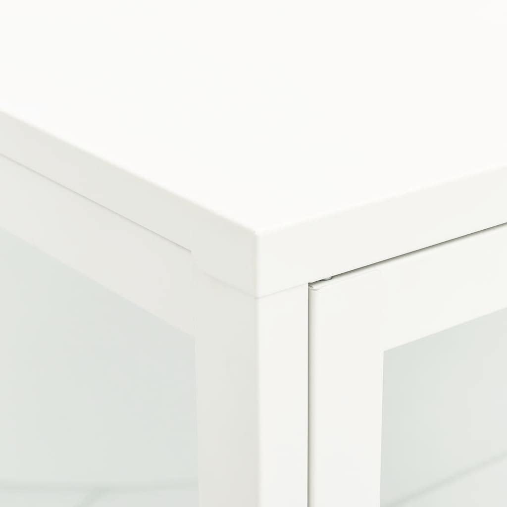 White Kitchen Hutch Cabinet with Glass Doors - 29.5