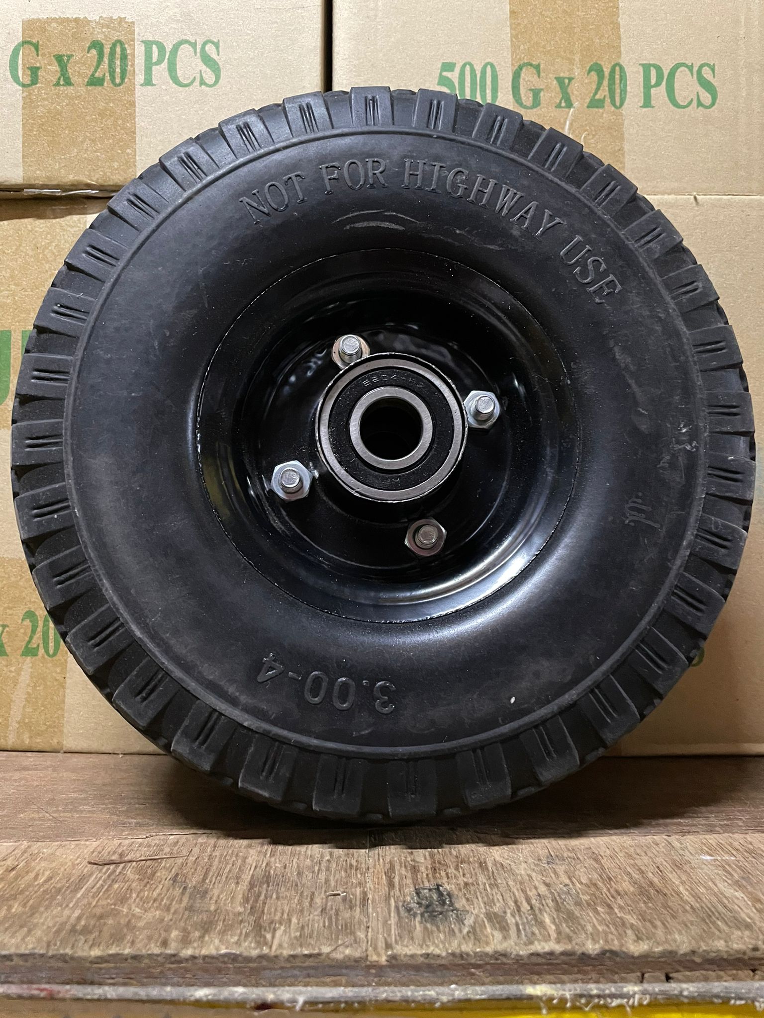 10X3.00 4 FFP1106 Solid PU Wheels for Bottle Carts - Heavy Duty Replacement Wheels for Industrial Use | Model: TYRE 10S3 | Perfect for Beverage Carts, Hand Trucks, and Warehouse Equipment
