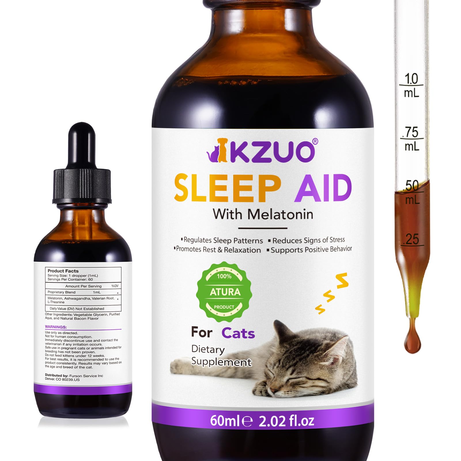 Veterinarian-Recommended Cat Melatonin for Anxiety Relief & Calming - Natural Sleep Aid for Cats to Support Restful Sleep - Perfect for Travel, Vet Visits & Stressful Situations (1 Count)