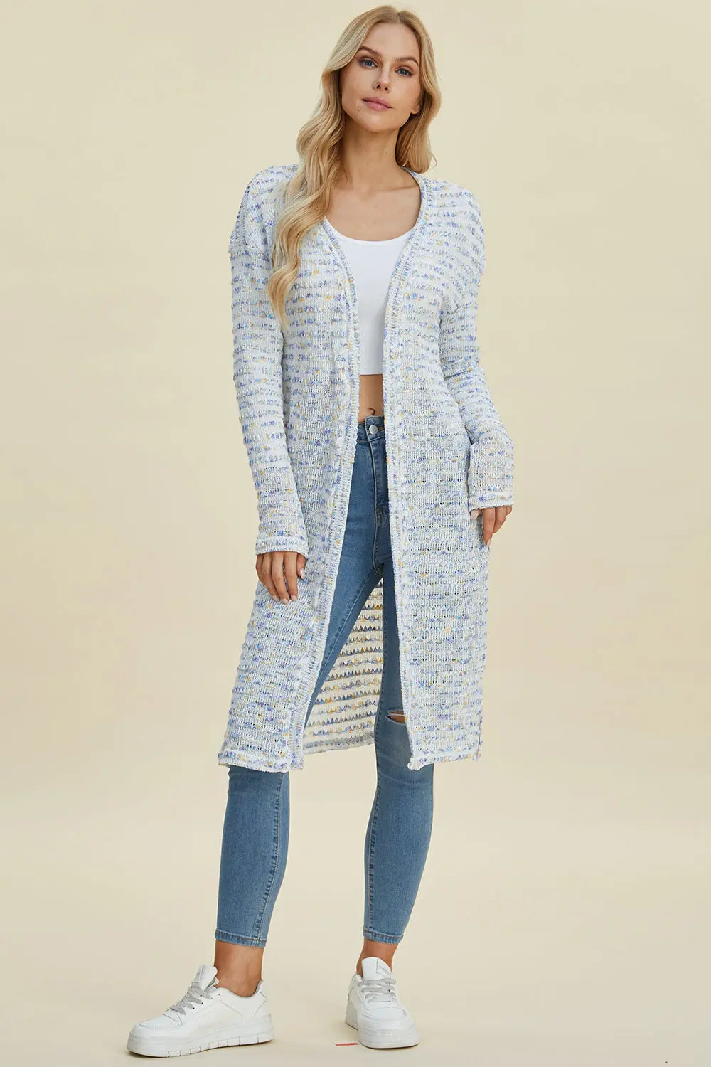 Double Take Full Size Open Front Longline Cardigan for Women | Soft & Cozy Knit Sweater | Perfect for Layering, Office Wear & Casual Outfits