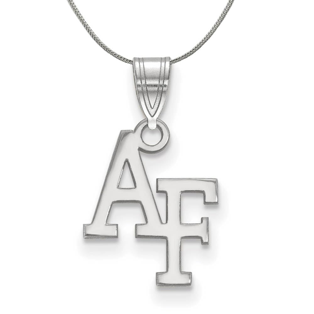 Black Bow Sterling Silver Air Force Academy Small 'AF' Pendant Necklace - Perfect for Military Graduation Gifts & Everyday Jewelry