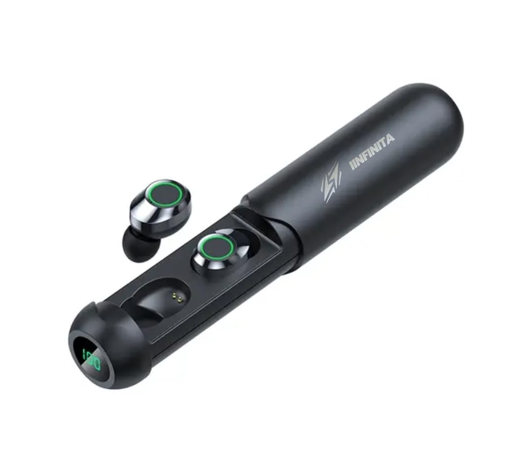 IINFINITA Wireless Earbuds Bluetooth 5.3 with LED Display - 24HR Playtime, Deep Bass Hi-Fi Sound, IPX4 Waterproof for Sports & Gaming - USB-C Fast Charging, Noise Cancelling Mic (Perfect for Gym, Running & Commuting)