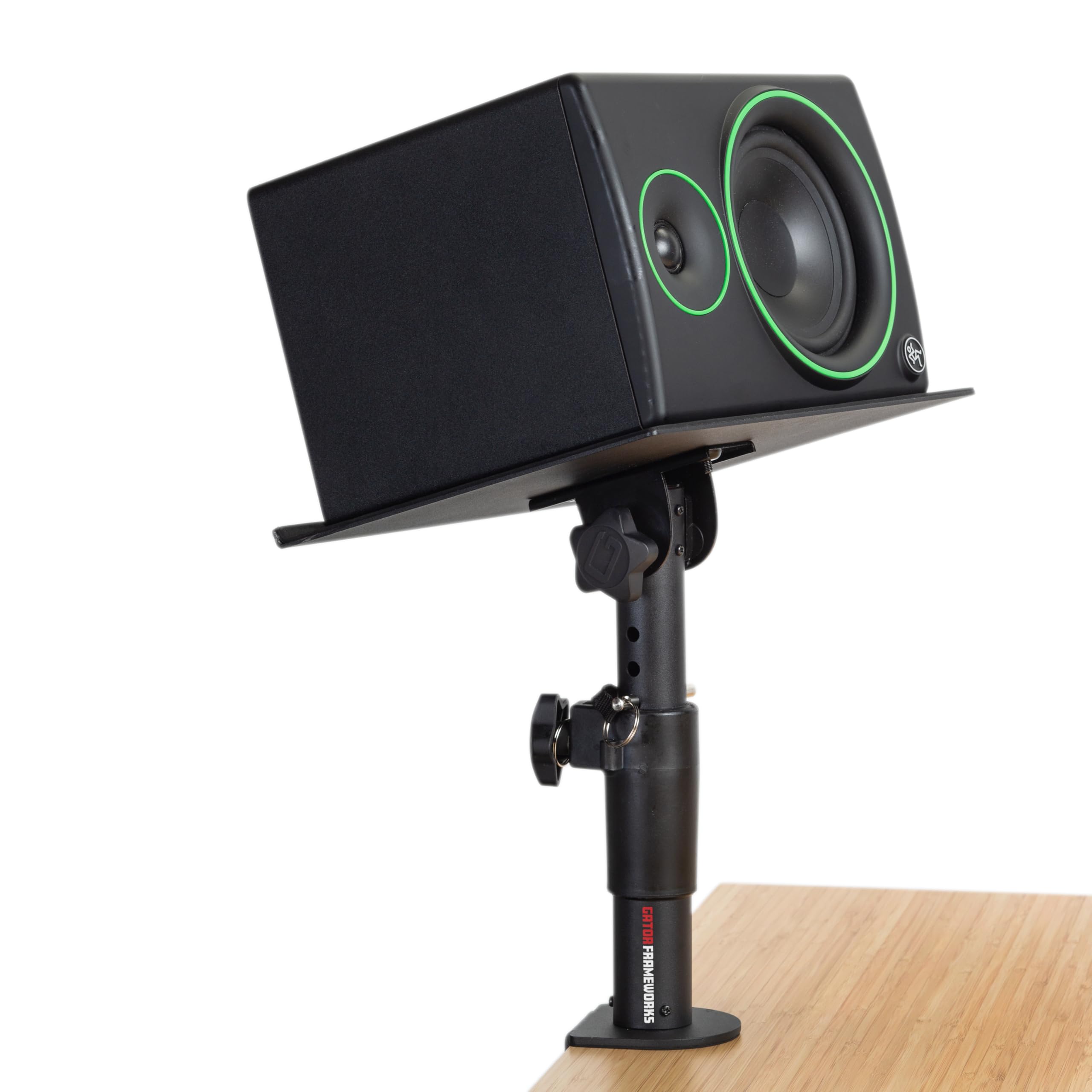 Gator Frameworks Desktop Clamp-On Studio Monitor & Speaker Stands (Set of 2) - Heavy Duty Adjustable Mount for Home & Professional Audio Setup - Perfect for Music Production, Gaming & Streaming Studios