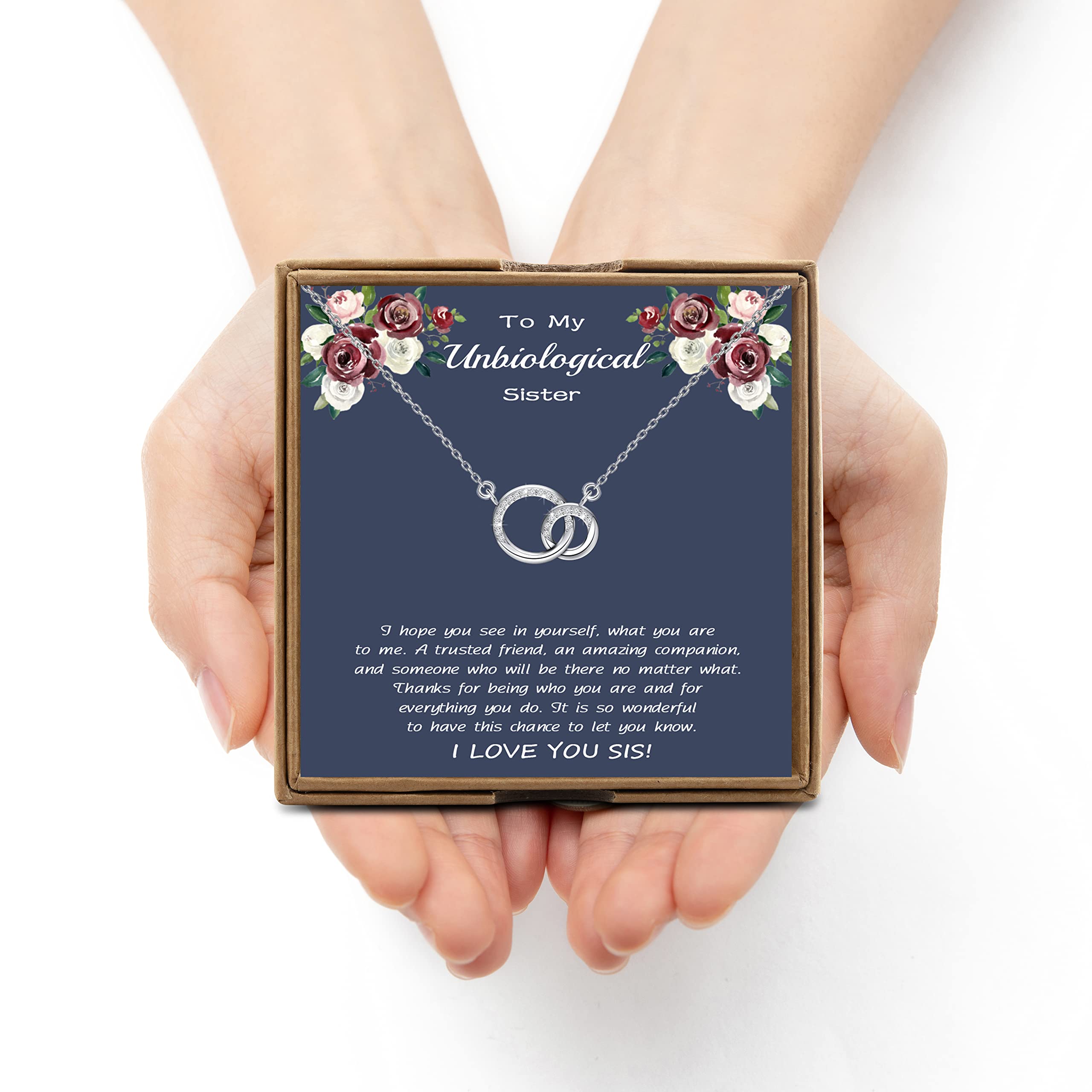 OKEYCH Bonus Sister Necklace - Unique Unbiological Sister Gift, Soul Sister Jewelry for Best Friend, Sister in Law & BFF Birthday Present - Perfect for Anniversaries, Christmas & Friendship Day Gifts