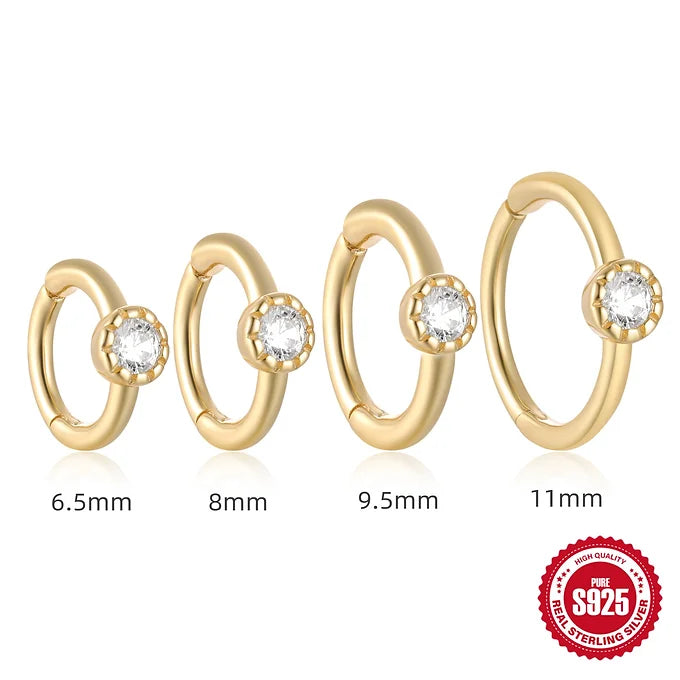 Simple Gold Huggies Hoop Earrings - 8mm CZ Cartilage Hoops for Women, Minimalist Plain Hoop Earrings for Daily Wear | Perfect for Work, Date Night & Gifts | HC019