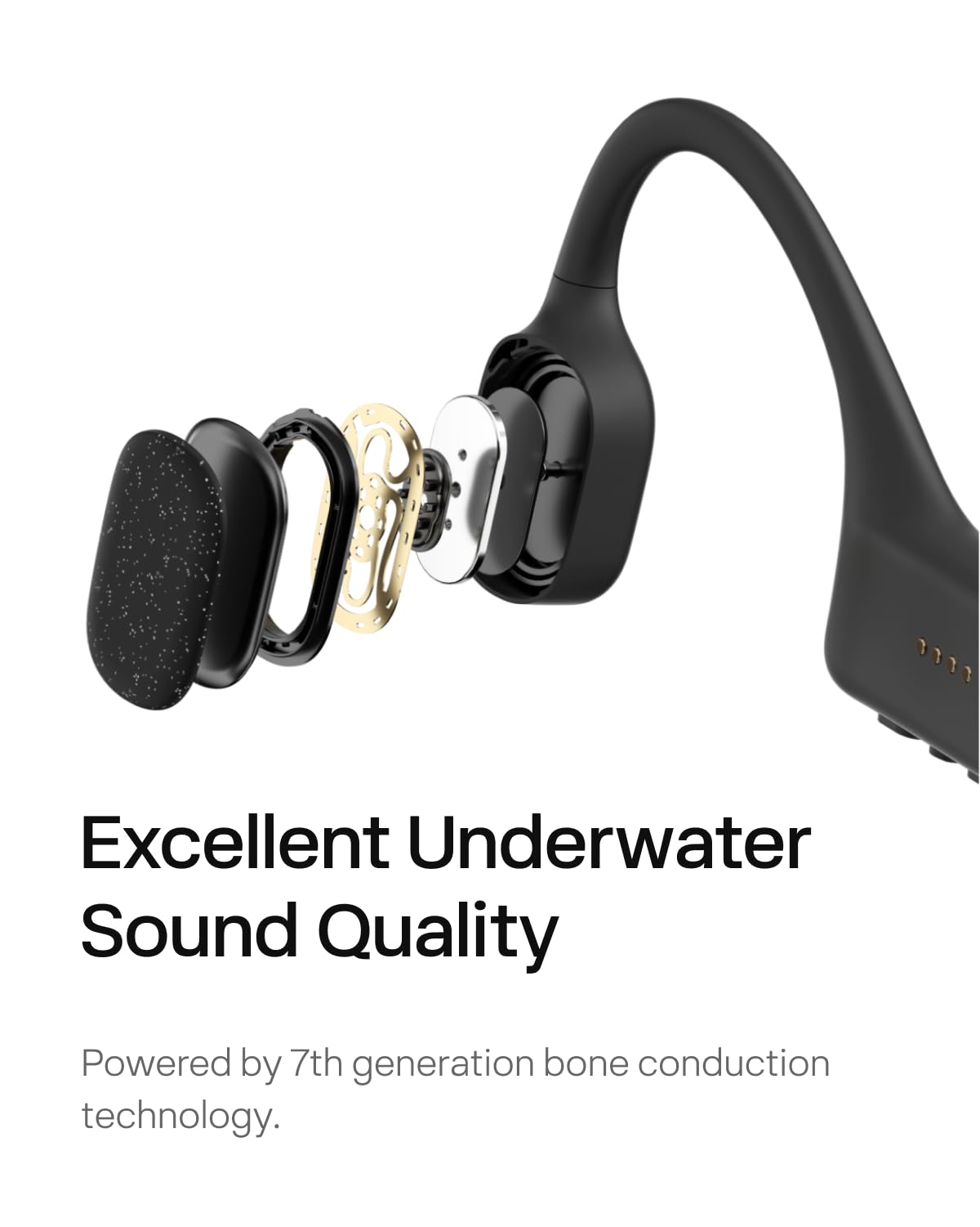 Shokz OpenSwim Waterproof Bone Conduction MP3 Player - Wireless Open-Ear Headphones for Swimming, Running & Workouts - Includes Nose Clip & Earplugs (Black) | Perfect for Pool, Ocean & Triathlon Training