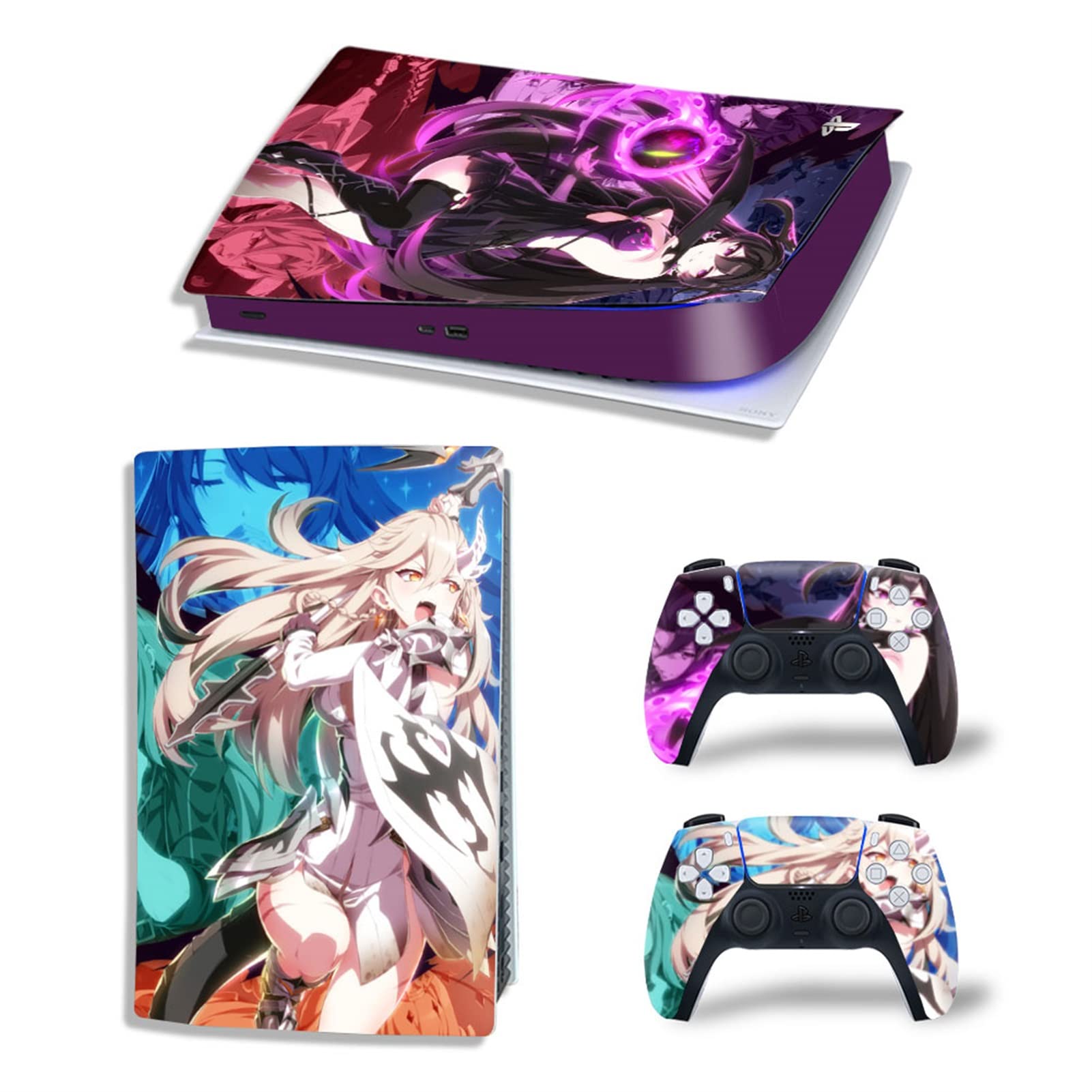 LEEWEE Anime Vinyl Skin Stickers for PS5 Digital Edition Console & 2 Controllers - Bubble-Free, Durable, Scratch-Resistant Decal Wrap (Design 13519) - Perfect for Gaming Setups & Customization