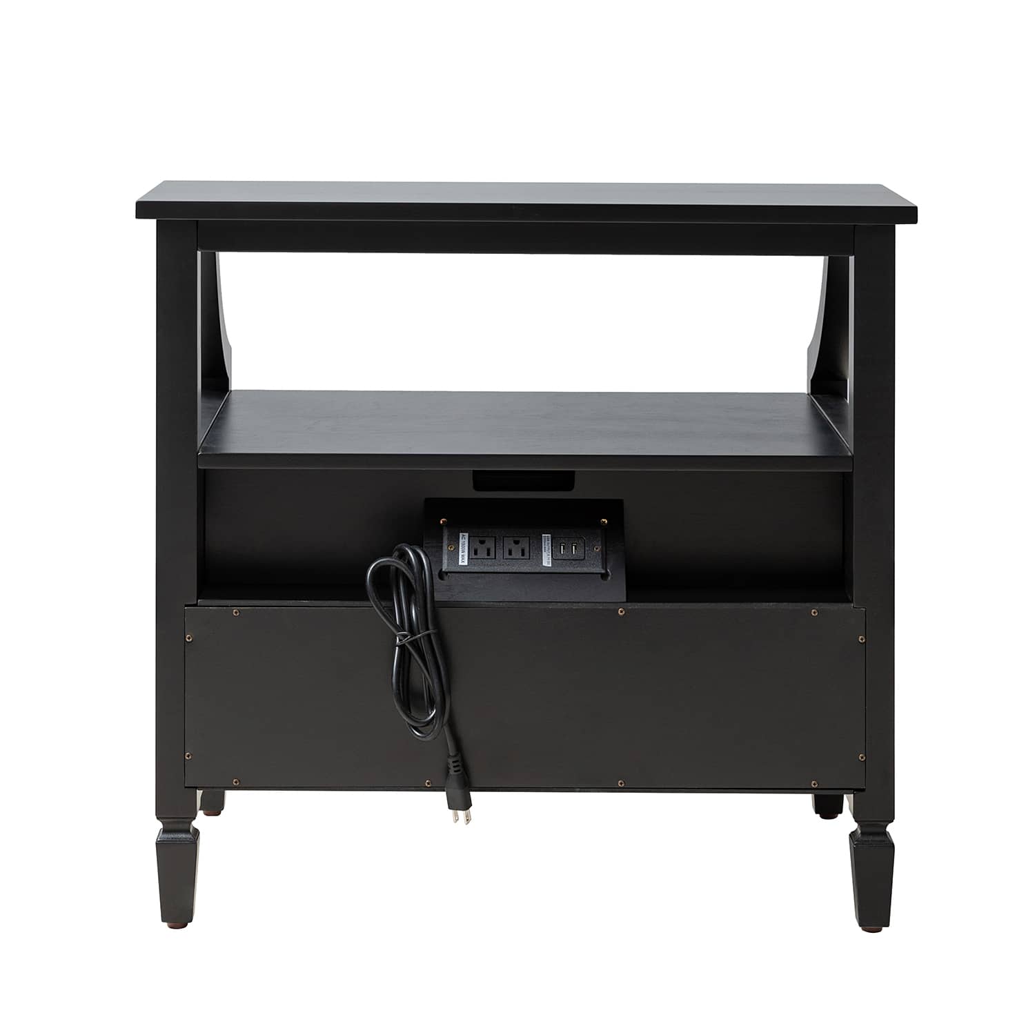 Grace 2-Drawer Nightstand with USB Charging Ports & Power Outlets - Modern Bedside Table for Bedroom, Living Room & Office Use