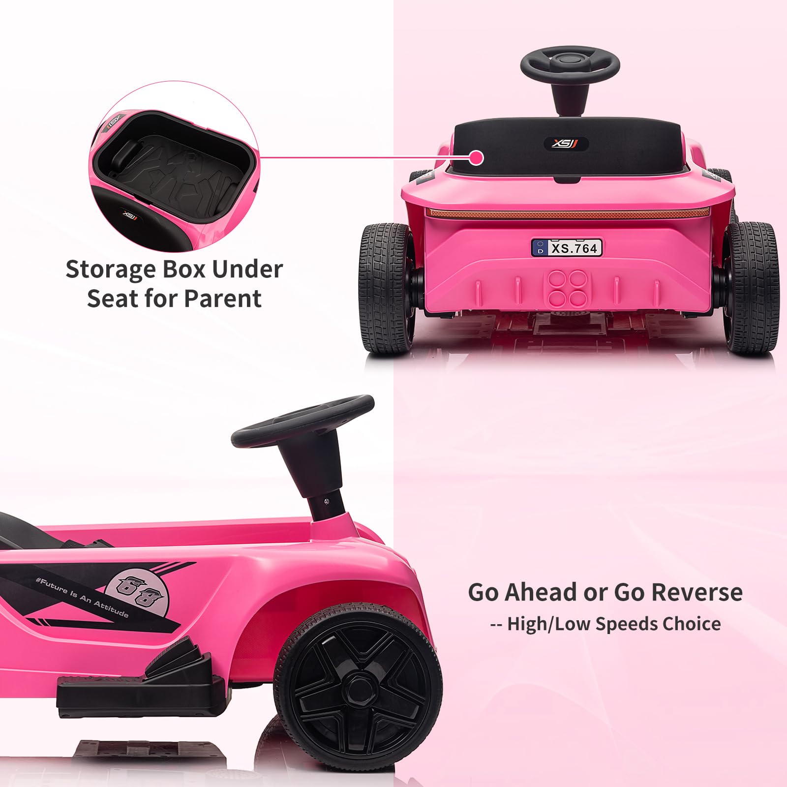 GARVEE 24V Kids Electric Ride-On Car - 2 Seater 4-Wheel Toy with 120W Dual Motors, 200 Lbs Capacity, Remote Control & Parental Modes | Includes Music, USB Port & Storage Box (Pink) - Perfect for Indoor & Outdoor Play, Birthday Gifts for Toddlers