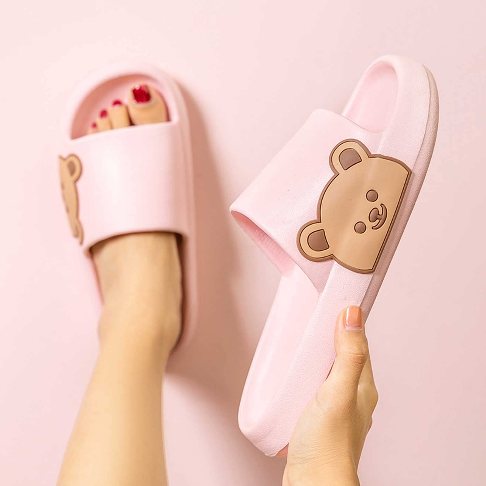 NIBESSER Summer Slippers for Women and Men - Cloud Comfort Thick Sole Sandals with Non-Slip Design - Cute Bear Slippers for Home, Beach, Pool, and Indoor Use - Breathable and Comfortable House Shoes