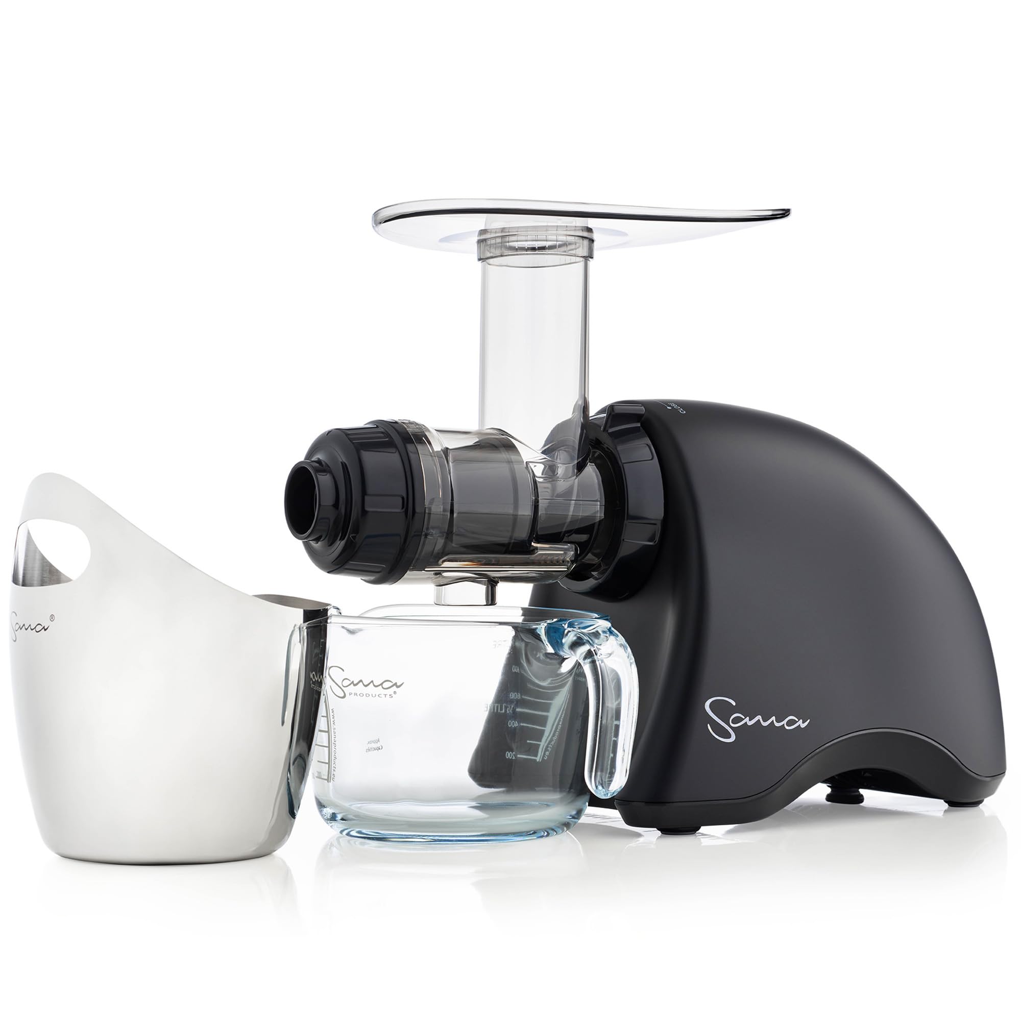 Premium SANA 707 Cold Press Slow Masticating Juicer - Horizontal Single Auger Design for Maximum Nutrient Extraction | Easy Cleaning, Auto Feed, Celery Attachment | Make Fresh Juice, Frozen Desserts & Healthy Pasta | 15-Year Warranty (Black) | Perfect for Home Kitchens, Juice Bars & Healthy Lifestyle Enthusiasts