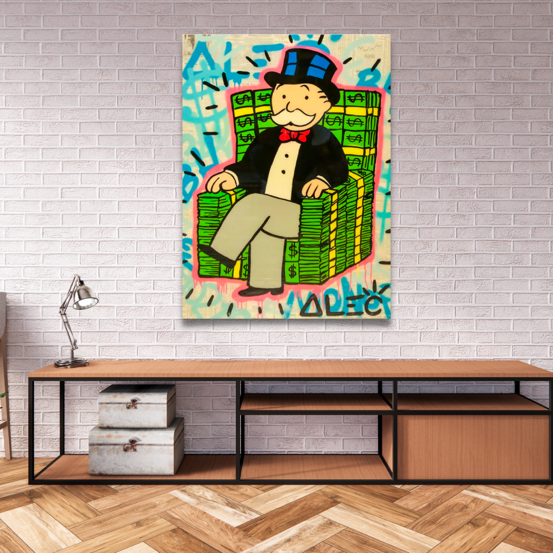Alec Monopoly Money Millionaire Original Art Print - Wall Decor for Home, Office & Gifts | Pop Culture Artwork for Fans & Collectors