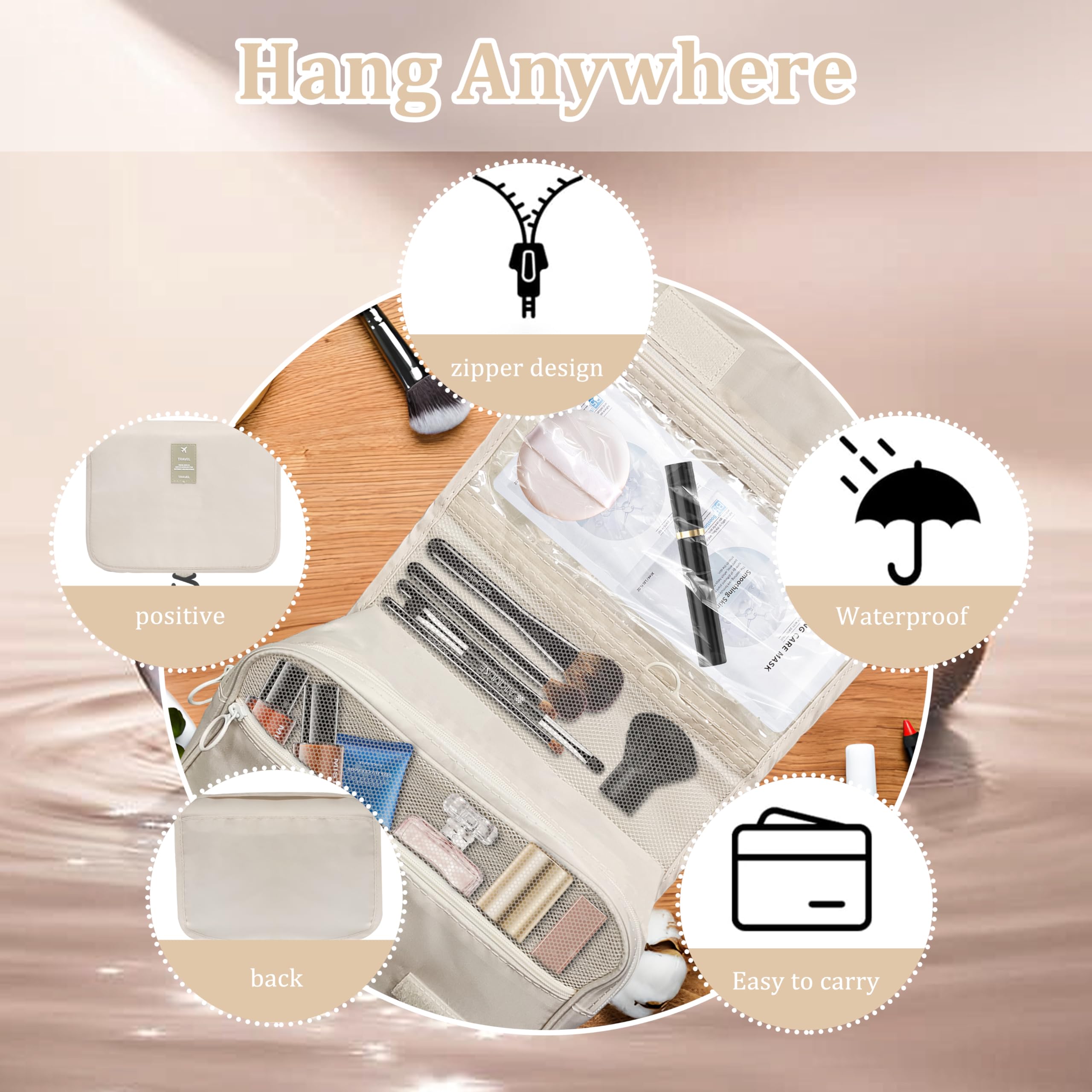 JACKBOY Large Waterproof Travel Makeup Bag for Women - Spacious Cosmetic & Toiletry Organizer with Multiple Pockets - Perfect for Vacation, Gym, and Business Trips