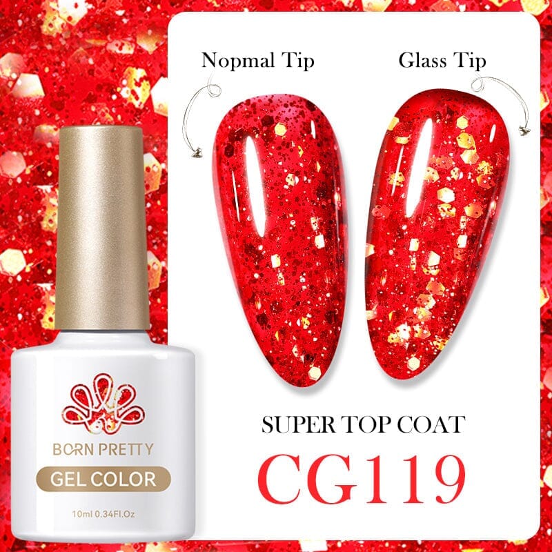 Red Glitter Gel Nail Polish - 10ml Long Lasting Shine for Manicures & Pedicures - Perfect for Parties, Weddings & Special Occasions