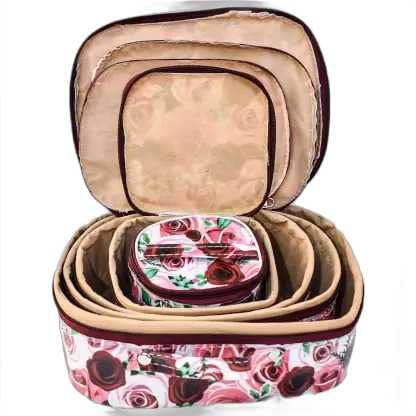 Premium 5-Piece Cosmetic Pouch Set - Waterproof Makeup Organizer & Travel Storage Kit for Women | Vanity Box, Makeup Bag, Toiletry Case | Perfect for Travel, Gym, Daily Use & Gift Giving (Multicolor)