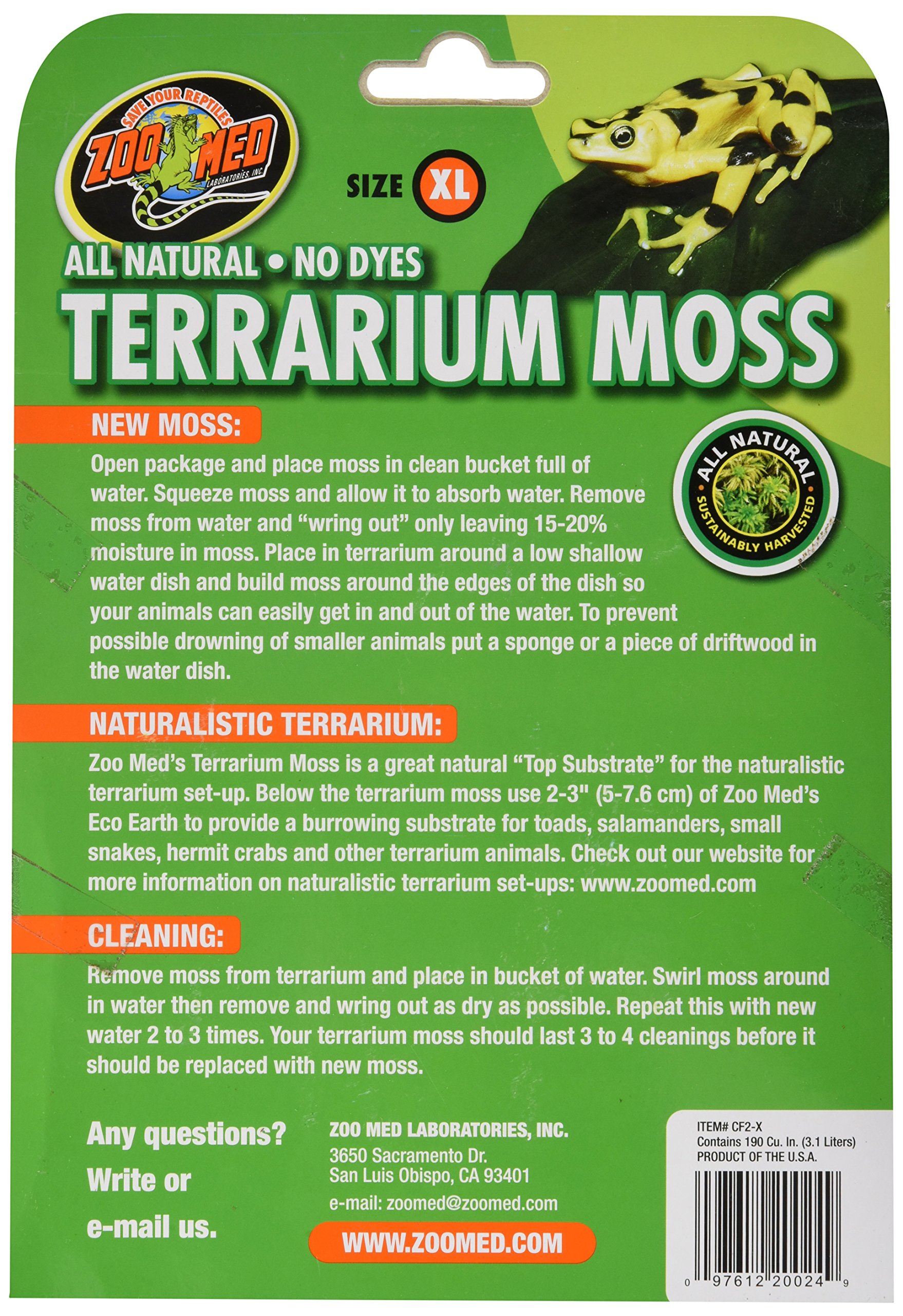 Premium Zoo Med Terrarium Moss - Natural Moisture Retention for 30-40 Gallon Reptile & Amphibian Habitats - Ideal for Tropical Terrariums, Vivariums & Bioactive Setups