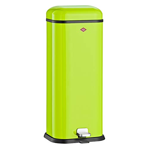 Wesco 132 312-20 Superboy Pedal Trash Can with Sound Dampener, Lime Green - 12 Gallon Touch-Free Step Bin for Kitchen, Bathroom & Office Waste Disposal