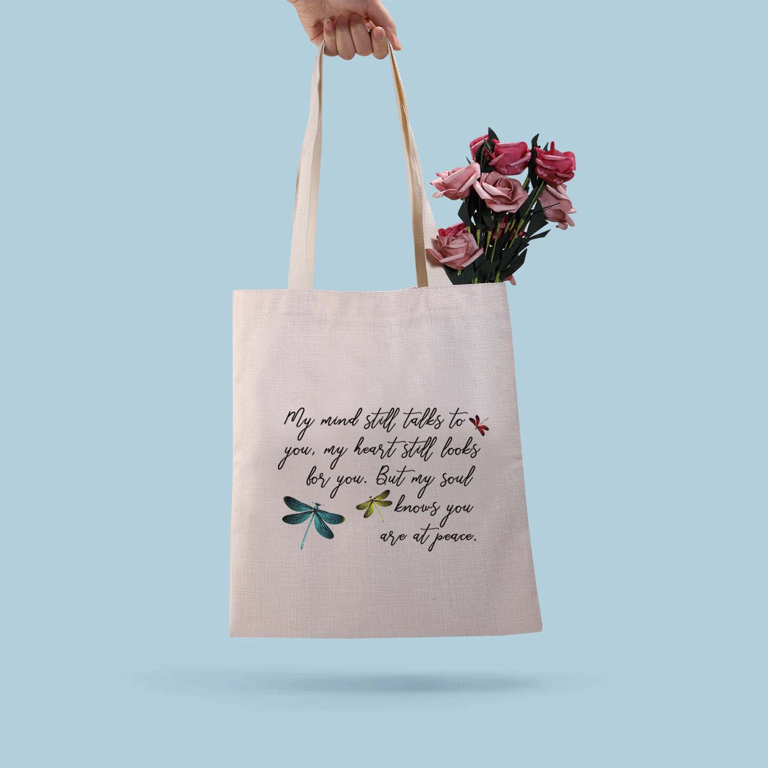 BDPWSS Dragonfly Tote Bags for Women - Stylish Dragonfly Print Handbag for Dragonfly Lovers, Memorial Gift & Everyday Use - Perfect for Work, Shopping, and Travel (Dragonfly at Peace TG)