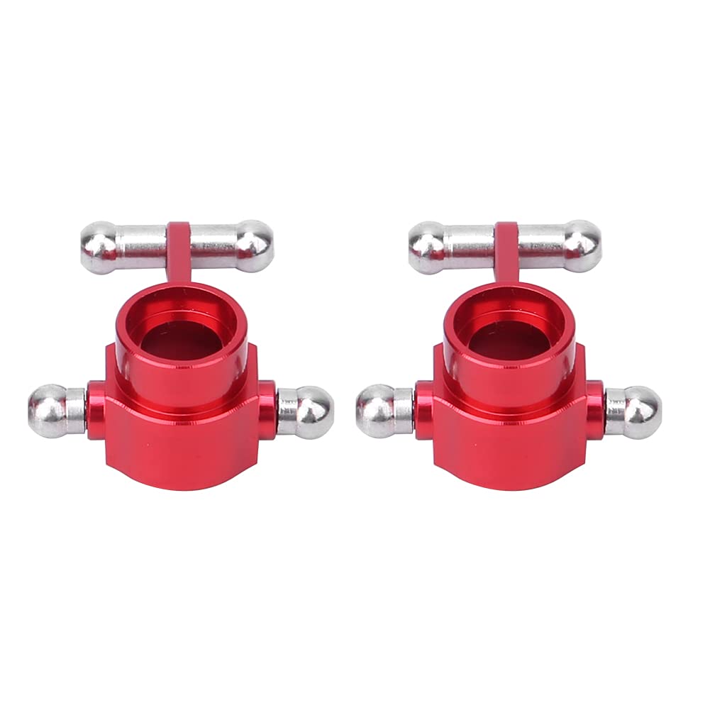 Upgraded Red Aluminum Alloy Front Steering Cups (2 Pcs) for WLtoys K969/K979/K989/K999 1/28 RC Cars - Durable Metal Replacement Parts - Perfect for Off-Road Racing & Drifting Performance