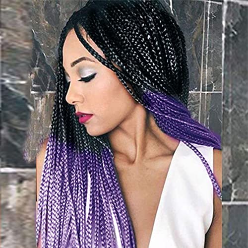Black Purple Box Braided Wigs