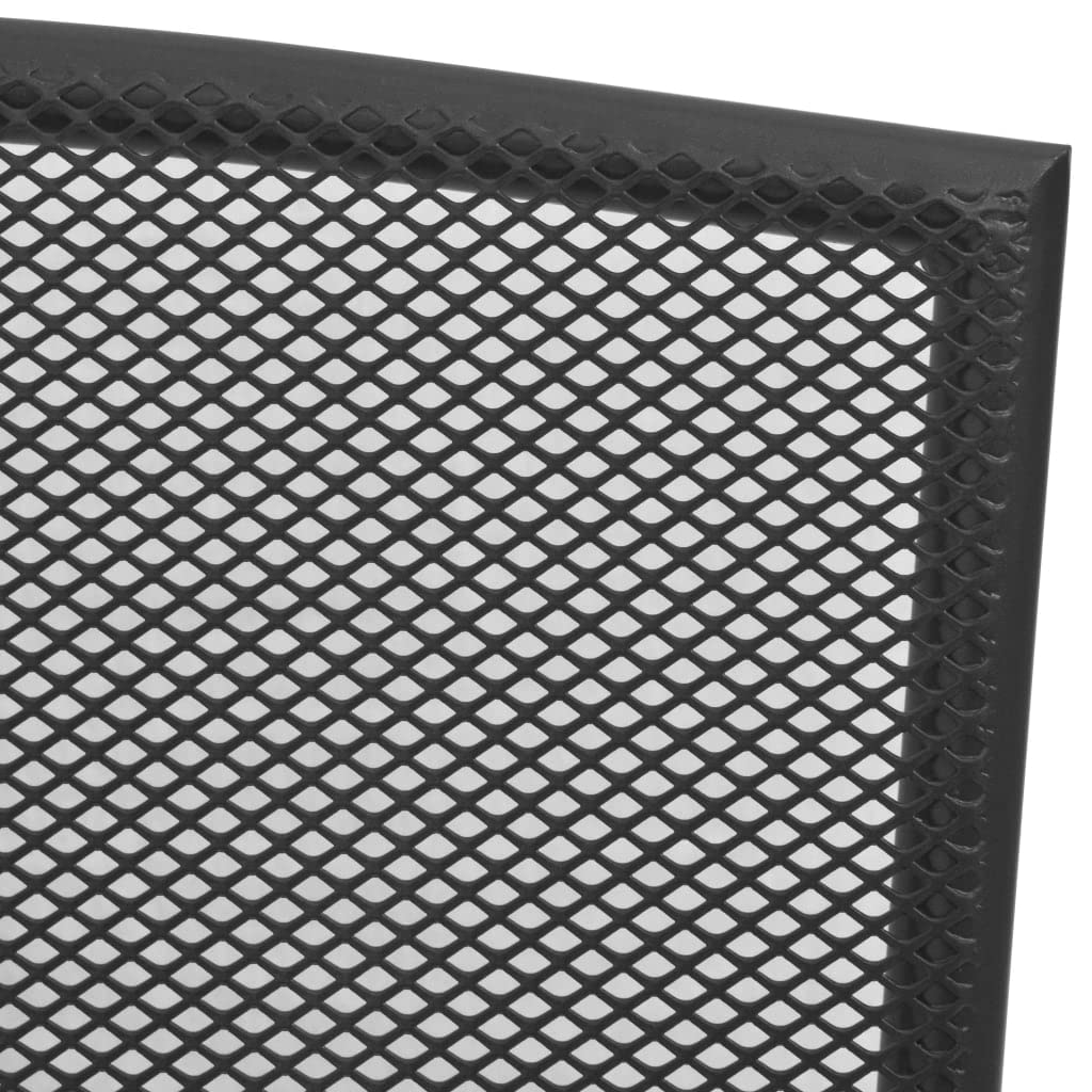 4-Piece Wrought Iron Patio Dining Chairs Set - Outdoor Mesh Design Steel Chairs in Anthracite - Perfect for Garden, Backyard, Poolside & Restaurant Use