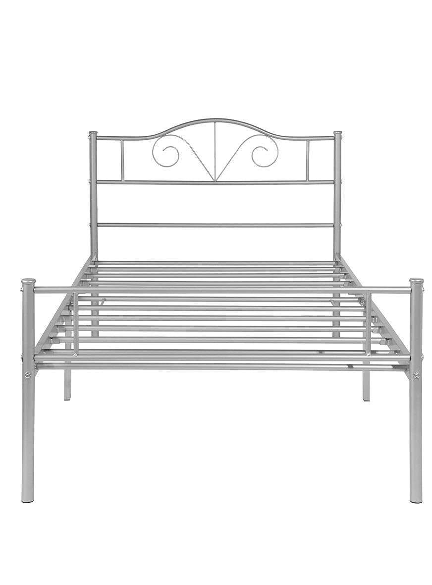Full Size Metal Bed Frame with Headboard - Sturdy Mattress Platform Foundation, Twin/Queen/King Size Bedroom Furniture for Home & Guest Room Use