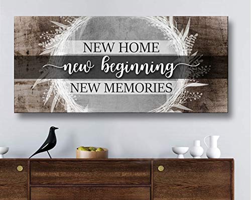 Modern Farmhouse Wall Decor - Large Canvas Wall Art for Living Room | New Home Gift, Housewarming Present | Brown Wooden Sign 60x27 Inches | Rustic Home Decor for Farmhouse, Apartment & Office