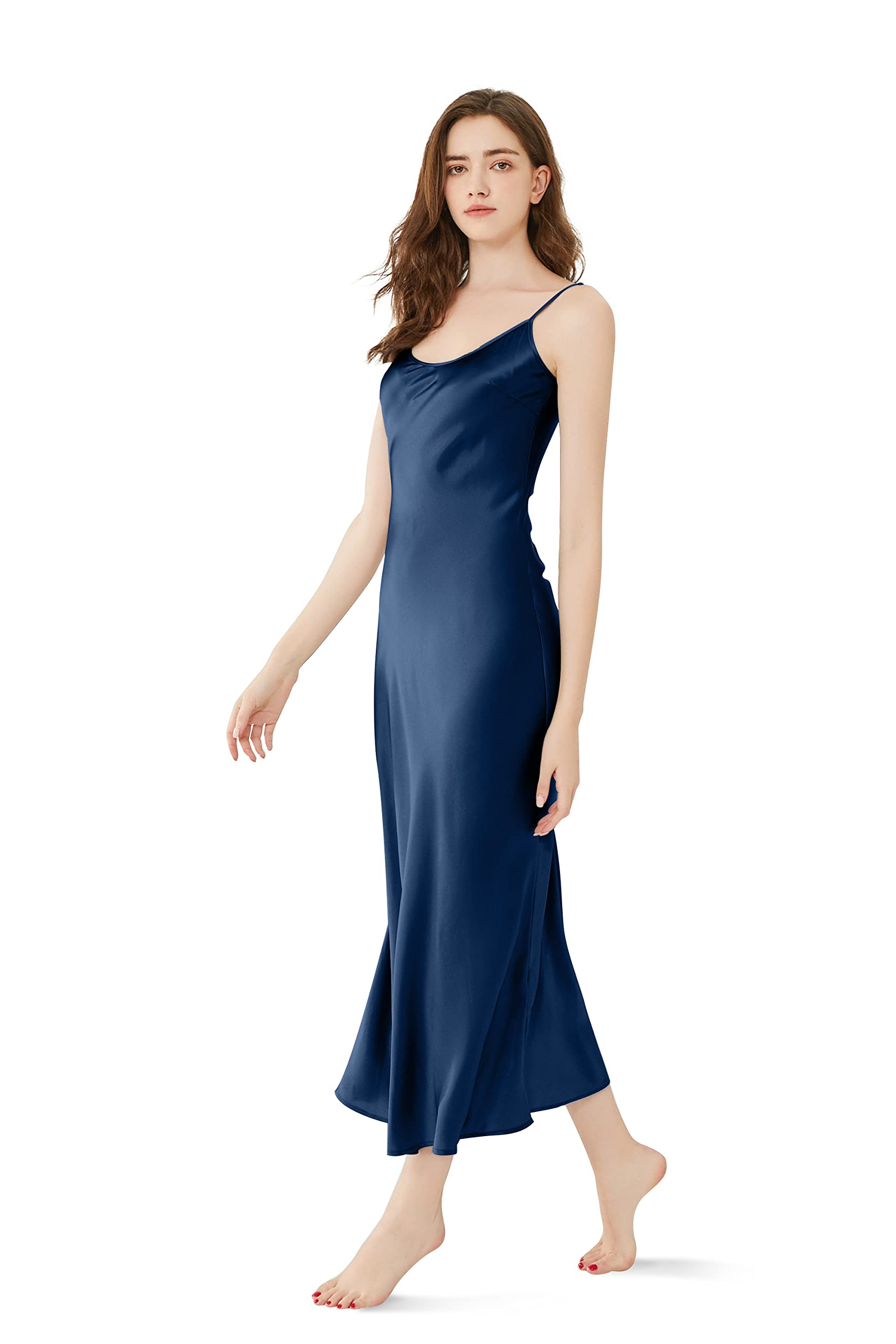 Orose Premium Low Cut Back Long Silk Nightgown for Women - Elegant Sleepwear & Loungewear for Comfortable Nights & Relaxing at Home
