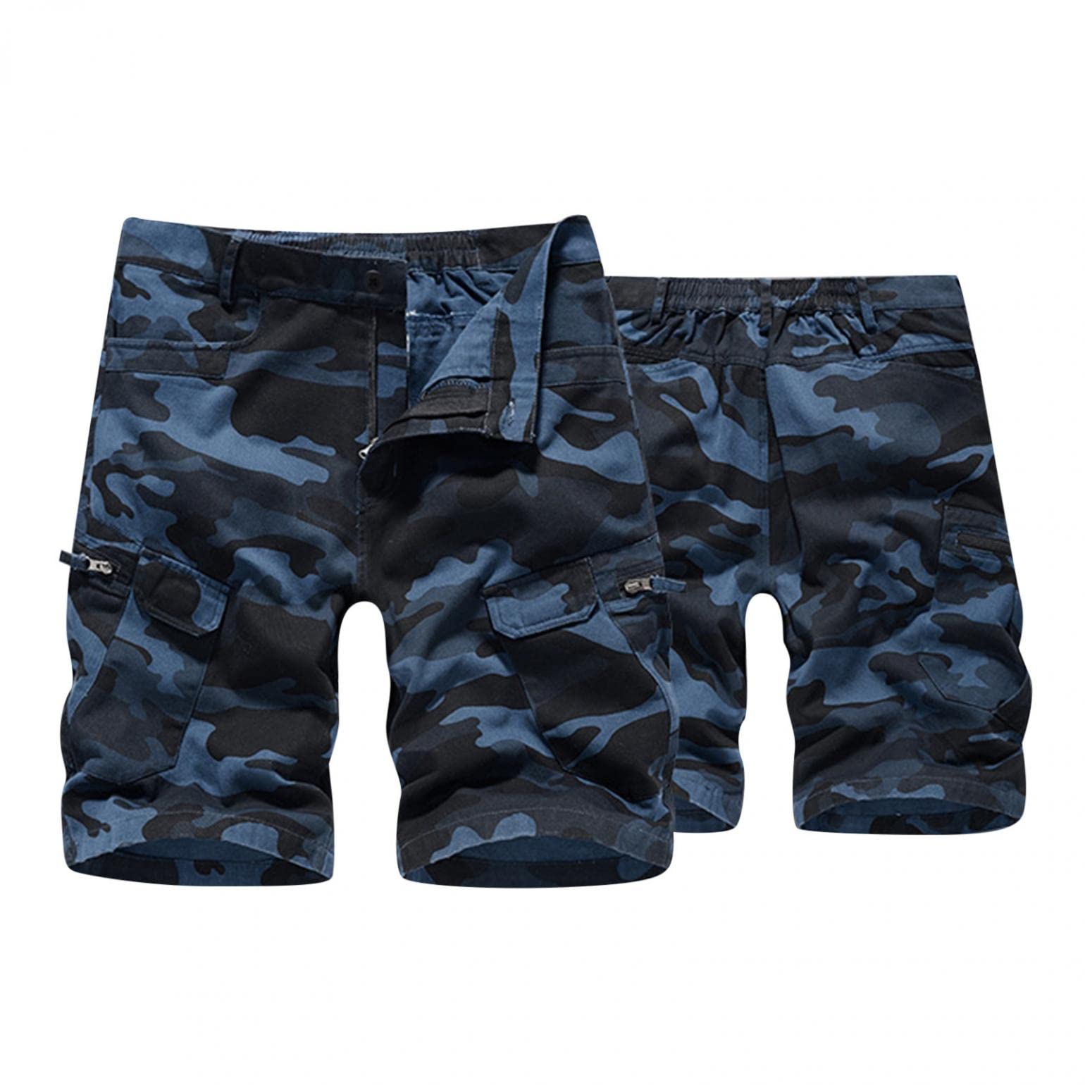 Men's Cargo Shorts with Elastic Waist - Relaxed Fit Multi-Pocket Outdoor Work Shorts for Hiking, Camping & Casual Wear | Comfortable & Durable for Daily Use