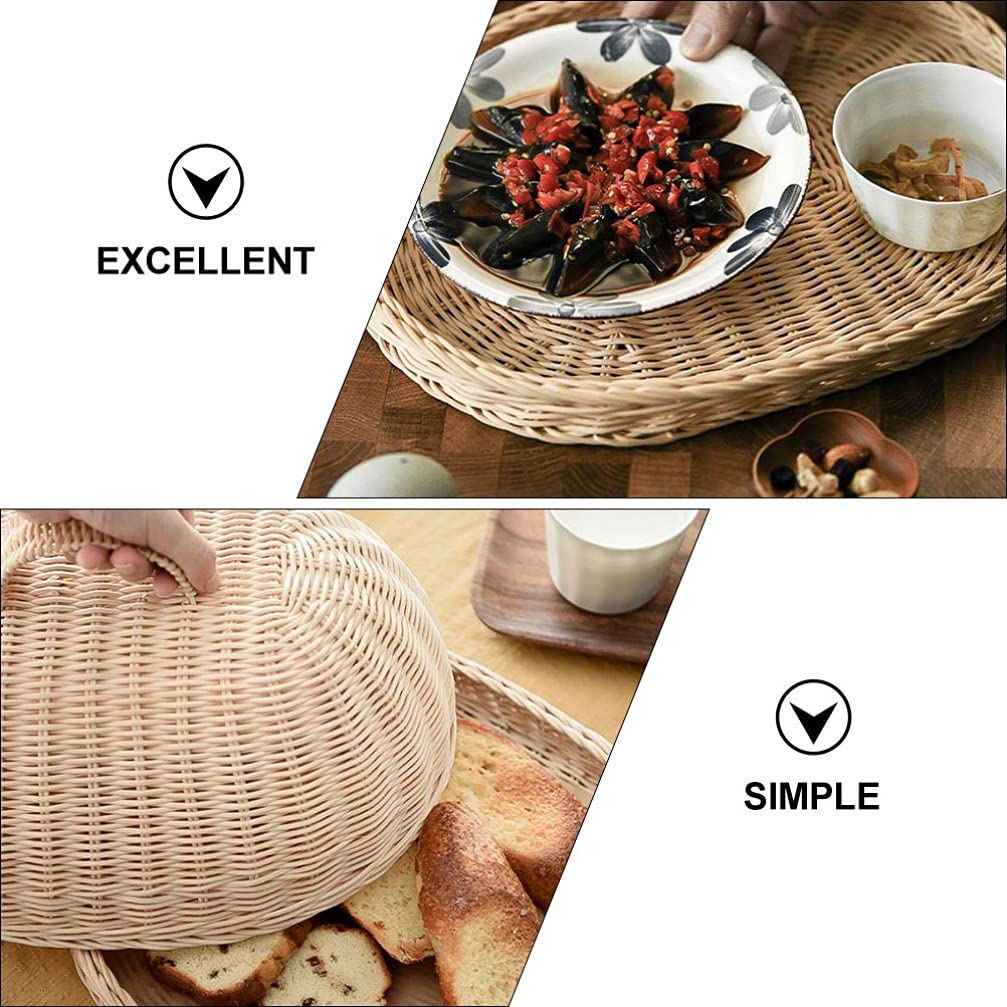 Rattan Food Cover Storage Tray - Handwoven Kitchen Fruit Basket for Bread & Produce Protection | Perfect for Picnics, Parties & Countertop Display