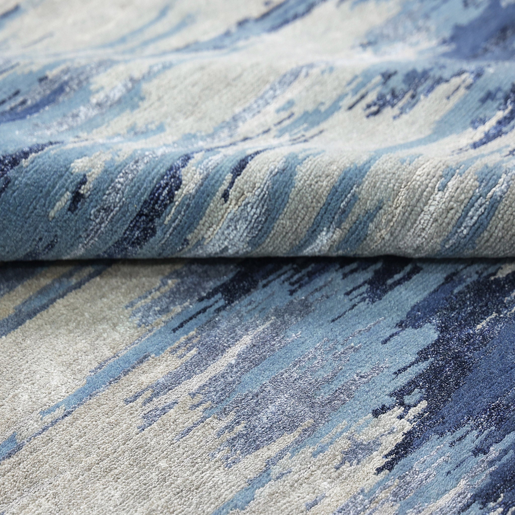 Blue Modern Wool Blend Rug 9' x 12' - Soft & Durable Area Rug for Living Room, Bedroom, or Office Decor
